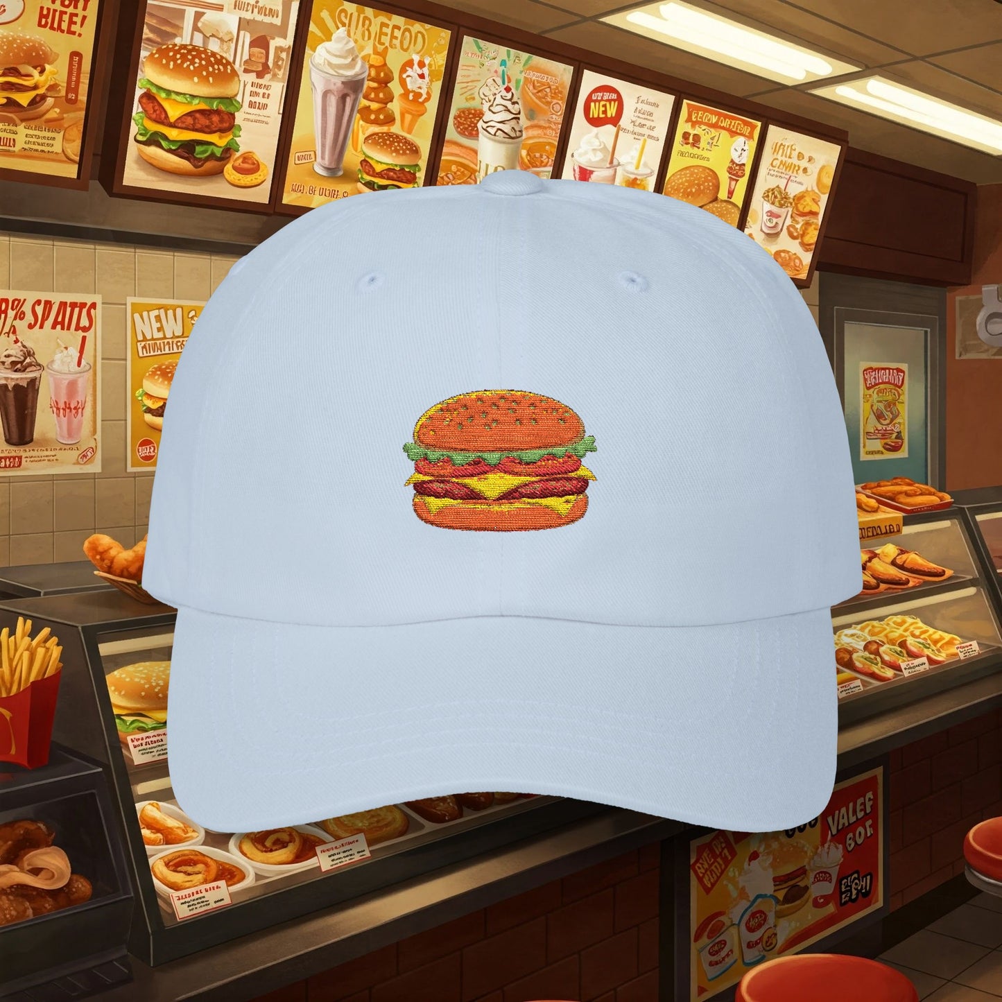 Embroidered Classic Dad Cap - Cheeseburger