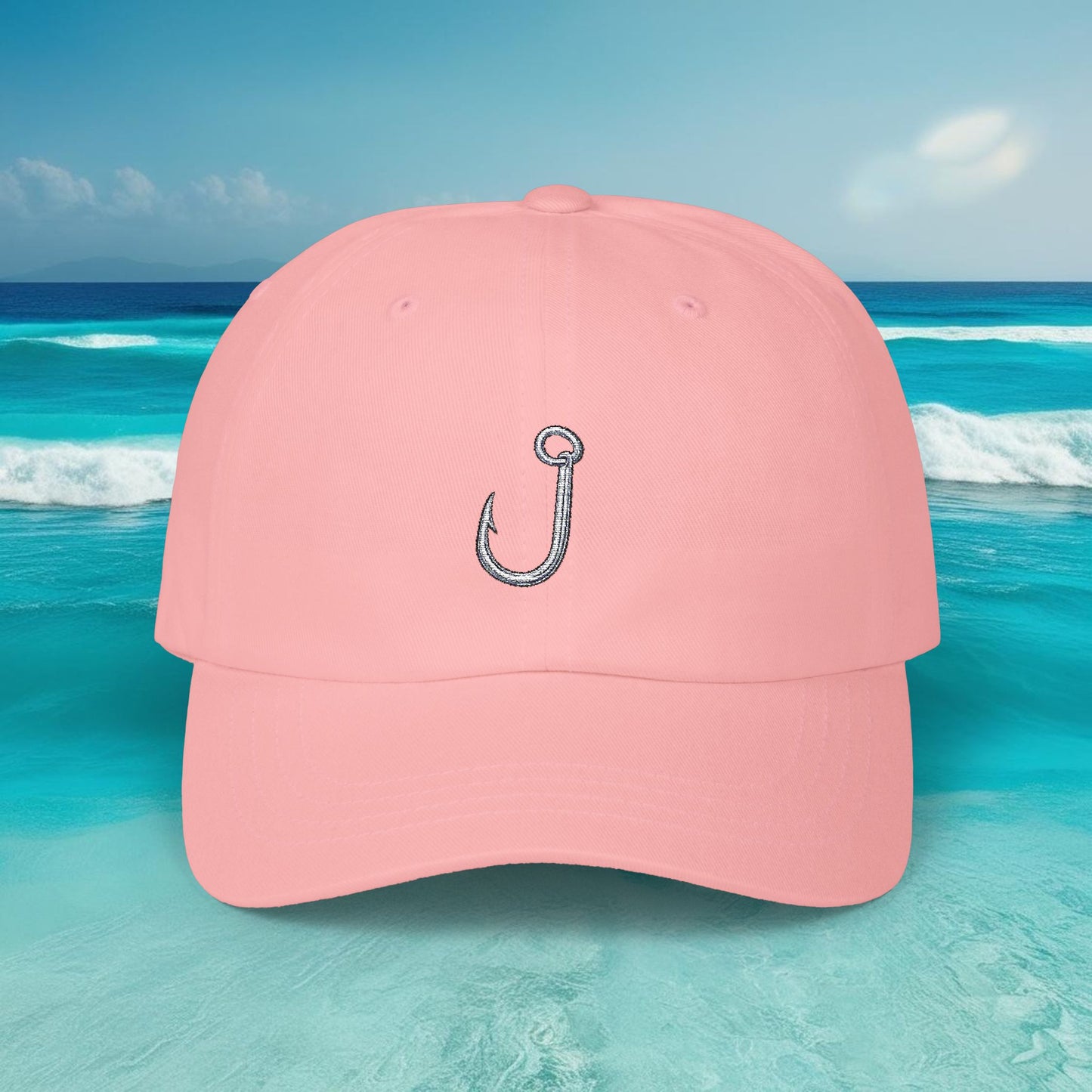 Embroidered Classic Dad Cap - Fishing Hook