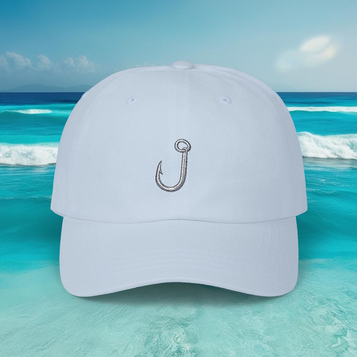 Embroidered Classic Dad Cap - Fishing Hook