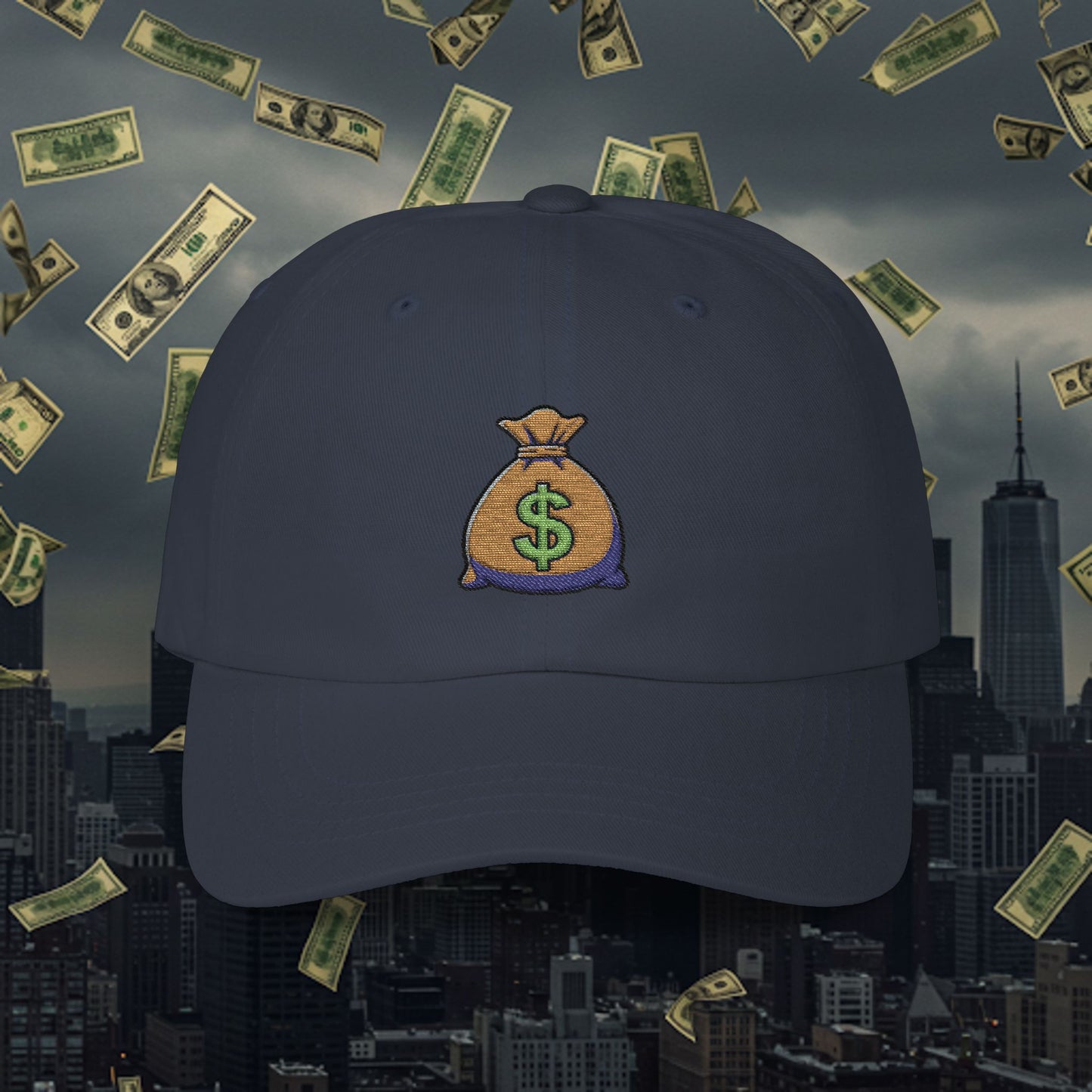 Embroidered Classic Dad Cap - Money Bag