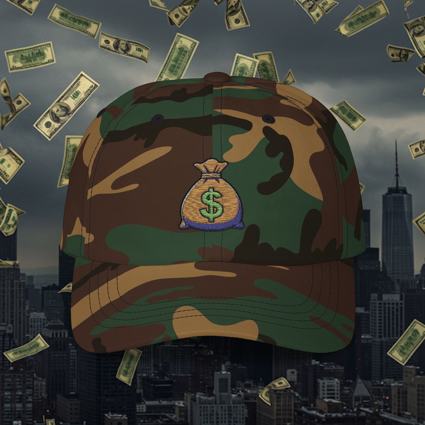 Embroidered Classic Dad Cap - Money Bag