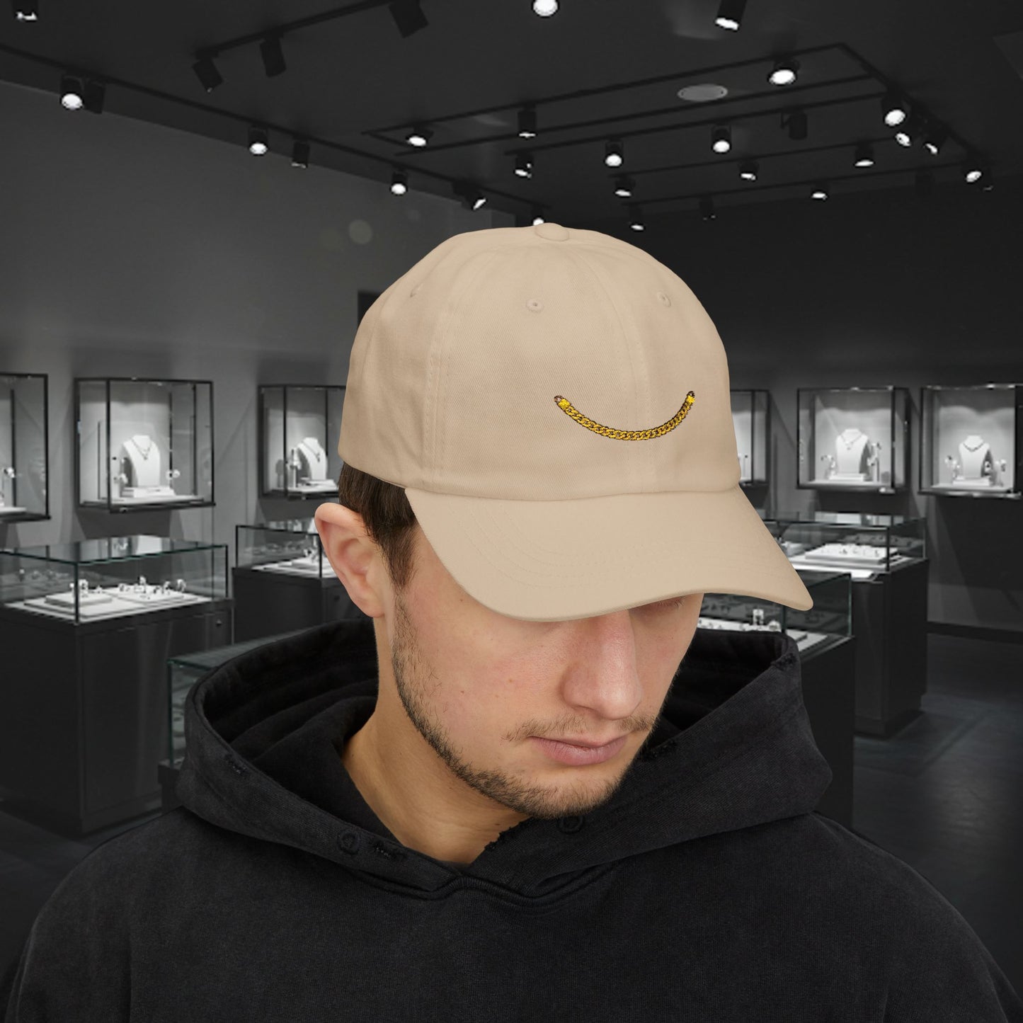 Embroidered Classic Dad Cap - Gold Chain
