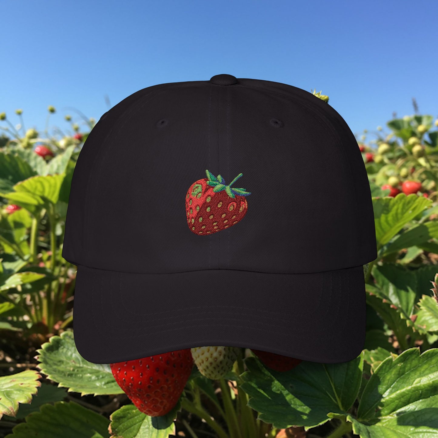 Embroidered Classic Dad Cap - Strawberry