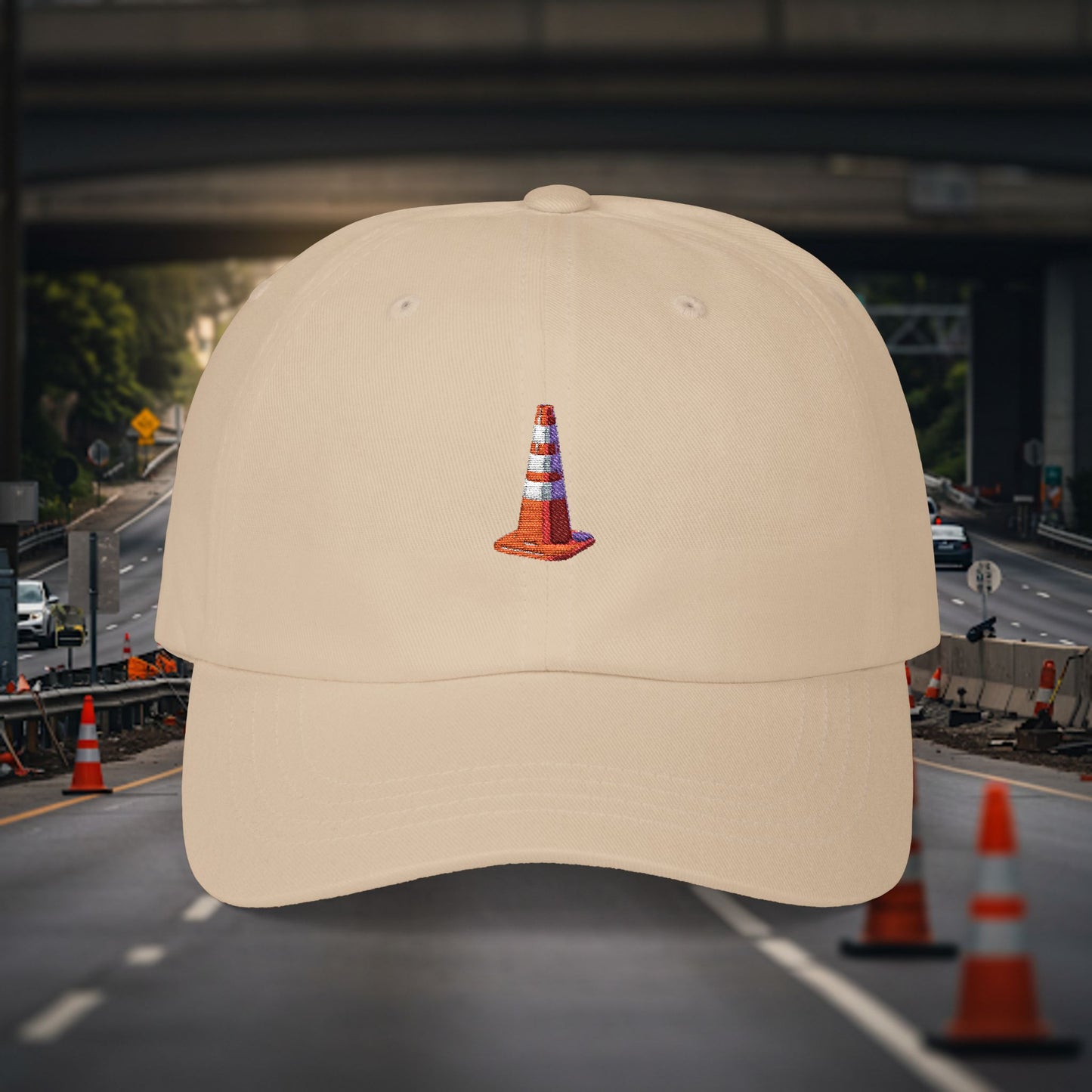 Embroidered Classic Dad Cap - Traffic Cone