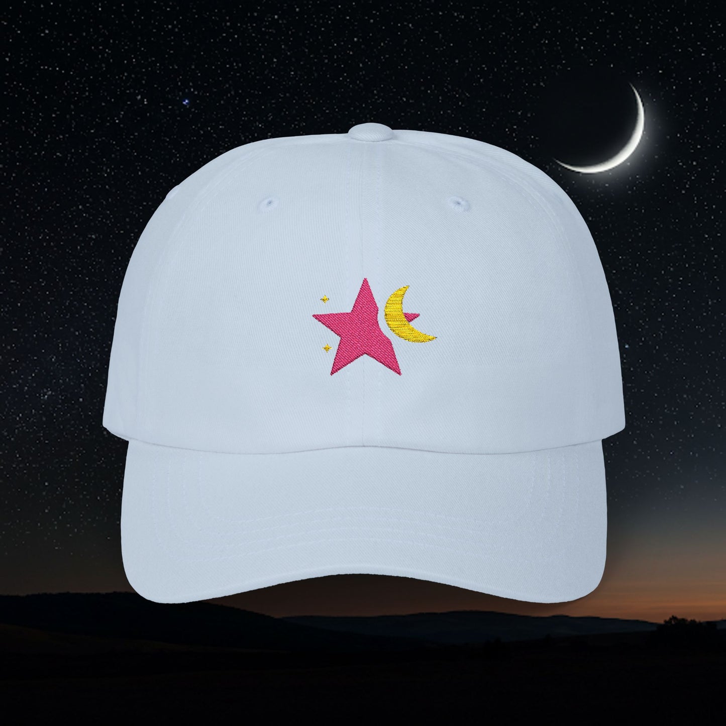 Embroidered Classic Dad Cap - Star & Moon