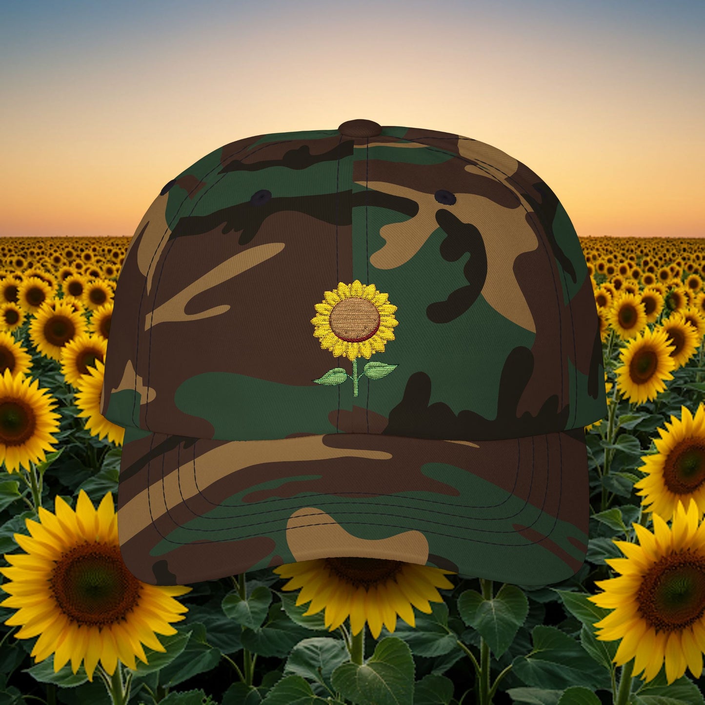 Embroidered Classic Dad Cap - Sunflower