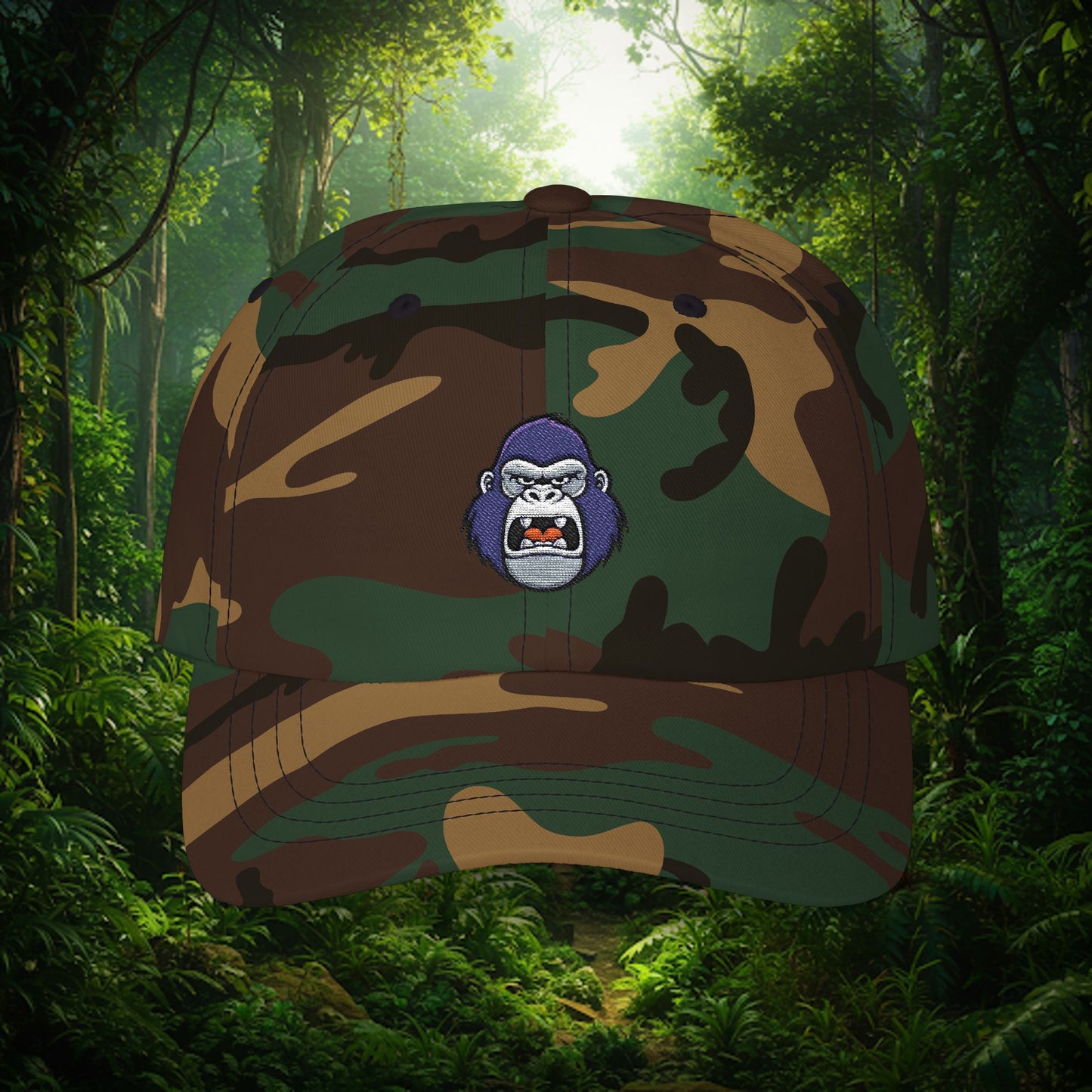 Embroidered Classic Dad Cap - Gorilla Face