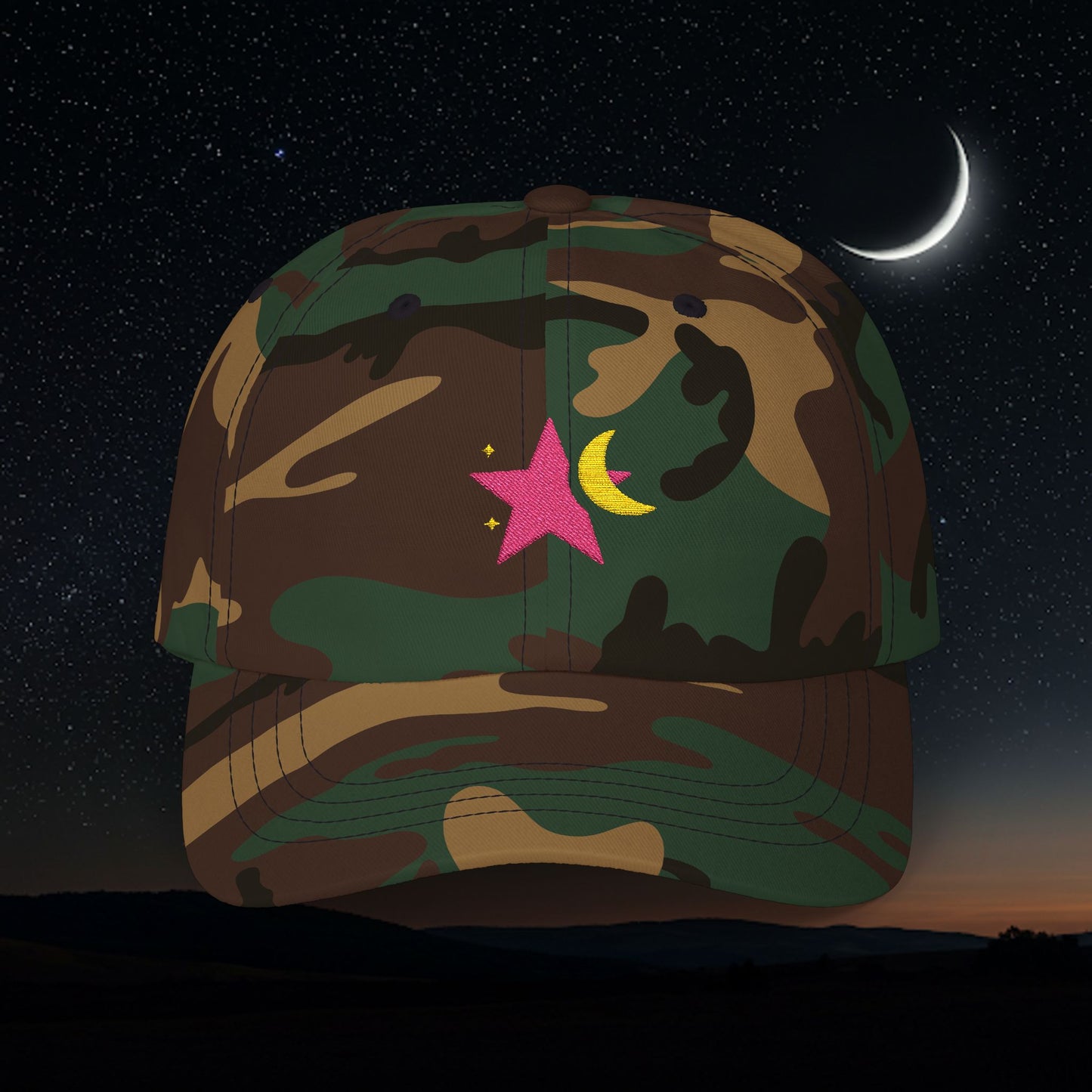 Embroidered Classic Dad Cap - Star & Moon