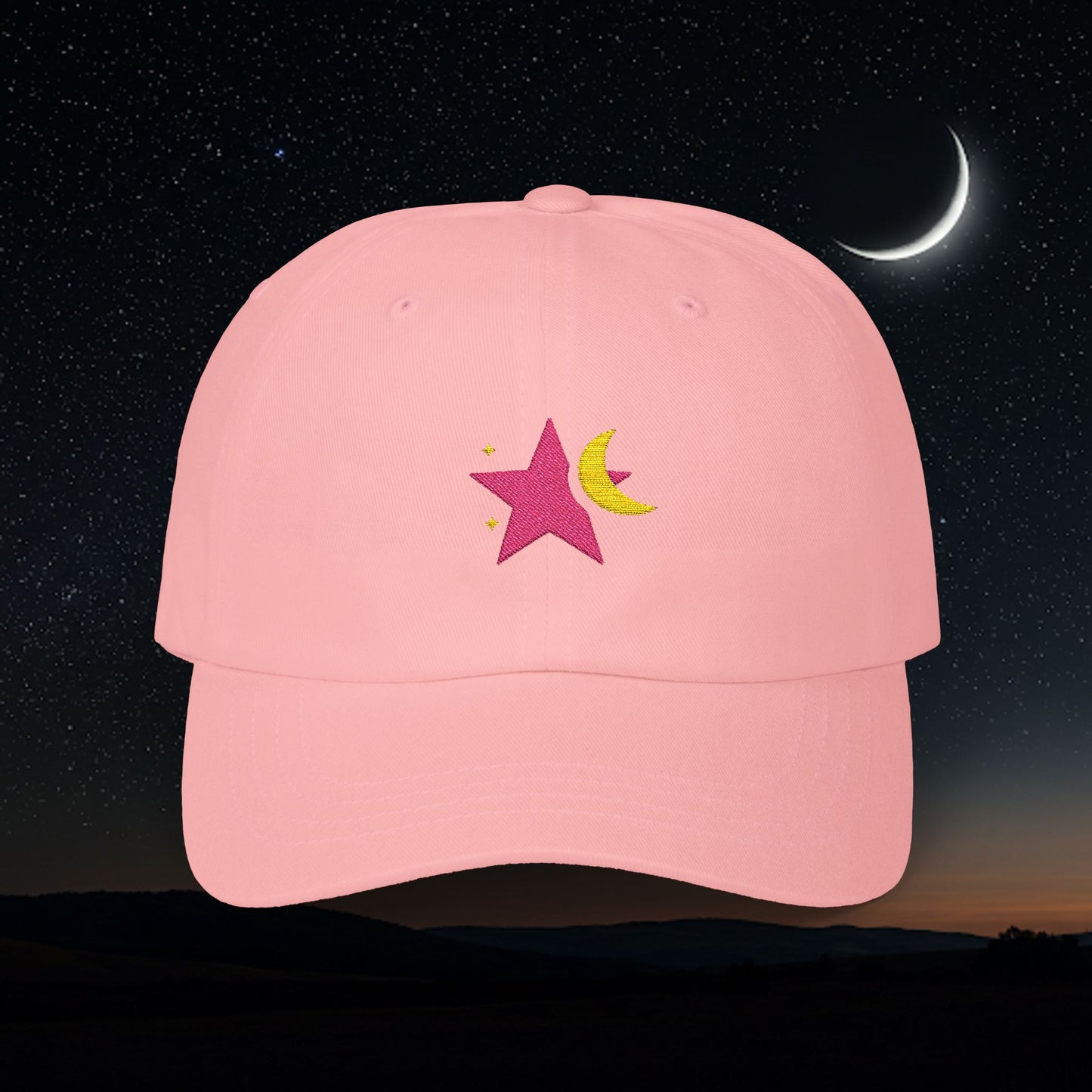 Embroidered Classic Dad Cap - Star & Moon
