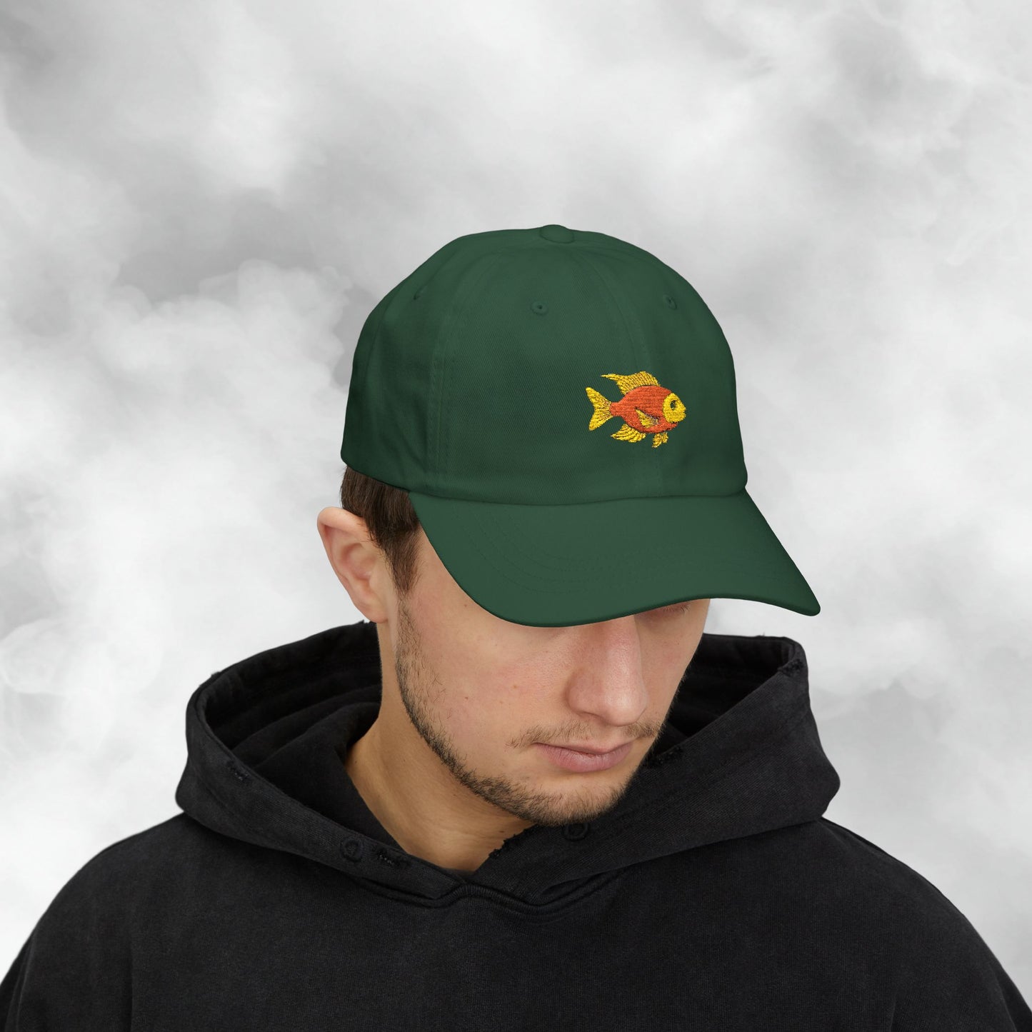 Embroidered Classic Dad Cap - Gold Fish