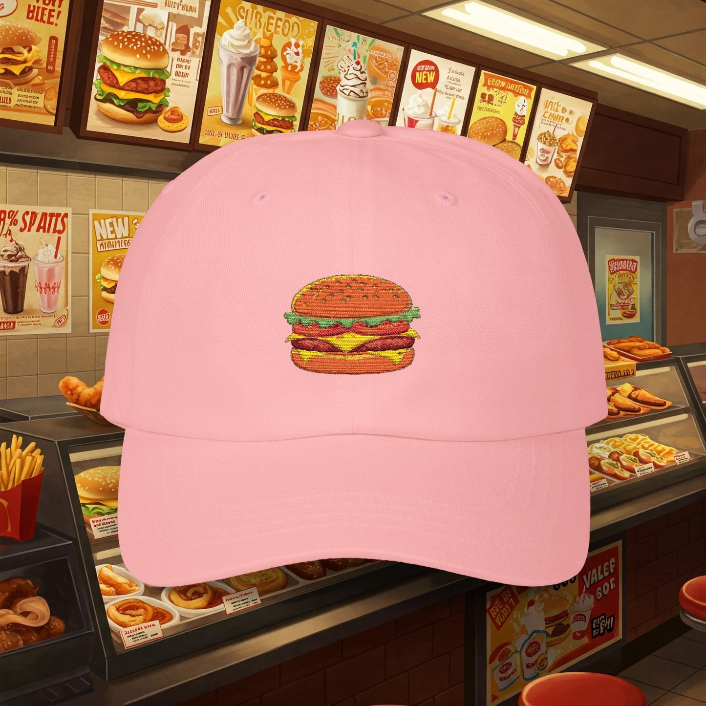 Embroidered Classic Dad Cap - Cheeseburger