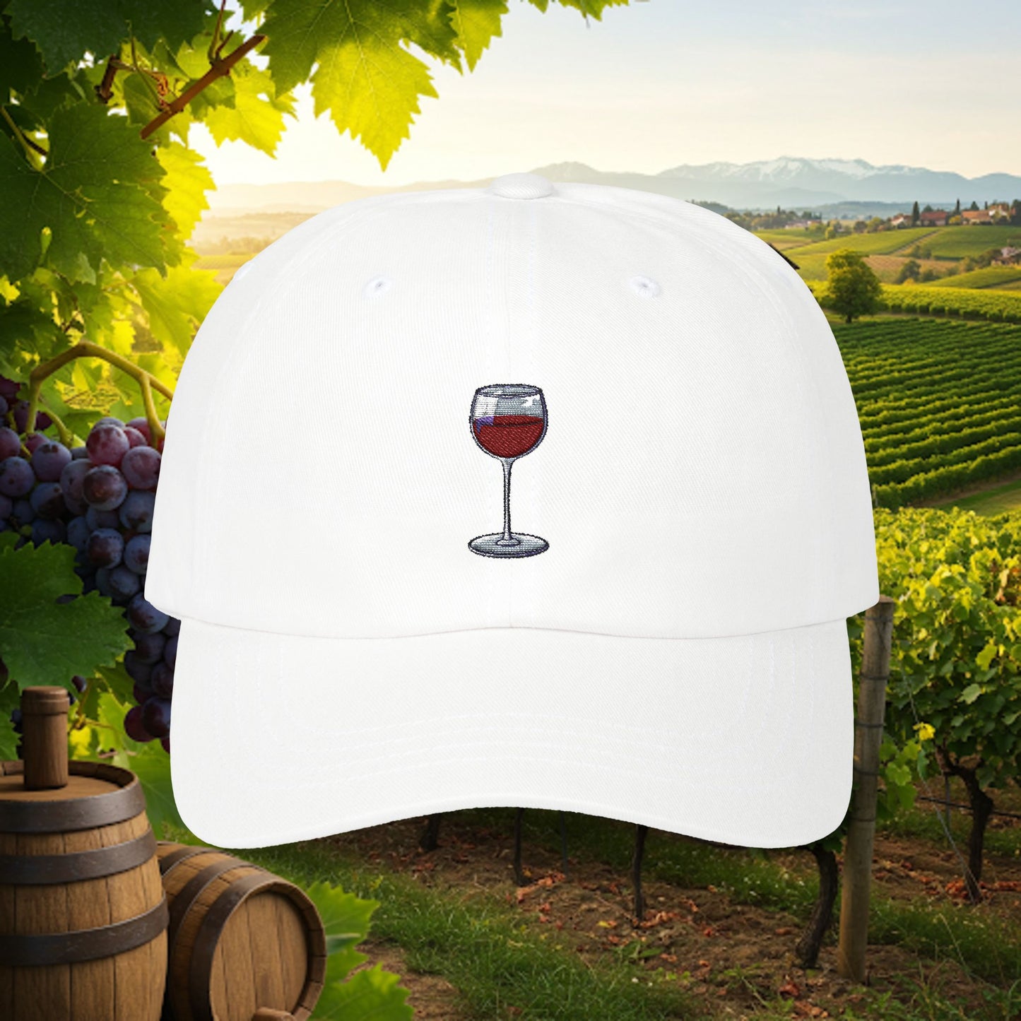 Embroidered Classic Dad Cap - Wine Glass