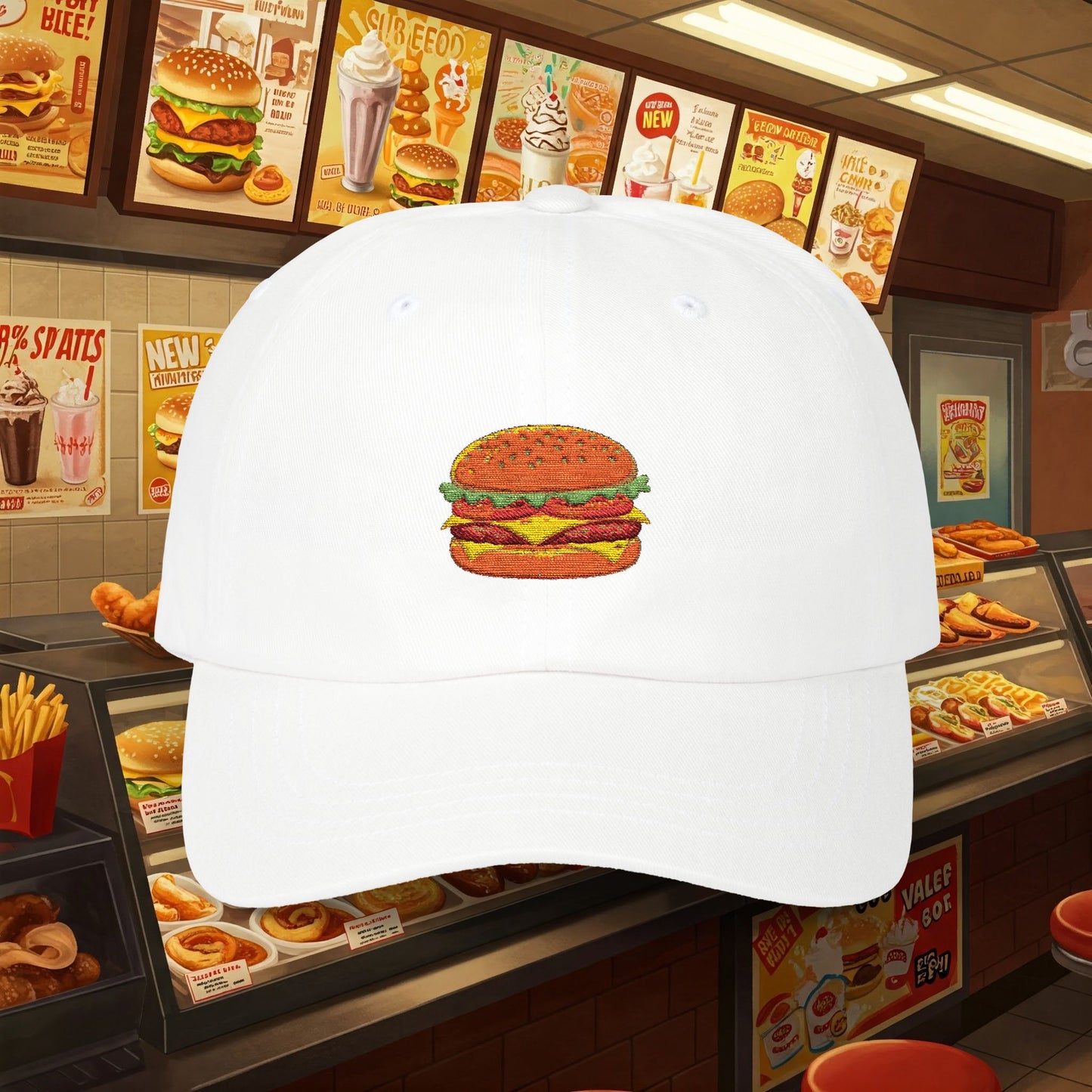Embroidered Classic Dad Cap - Cheeseburger