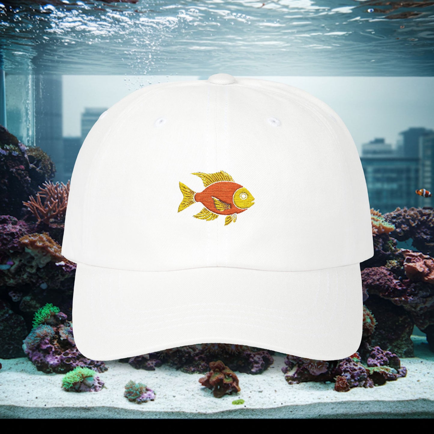Embroidered Classic Dad Cap - Gold Fish