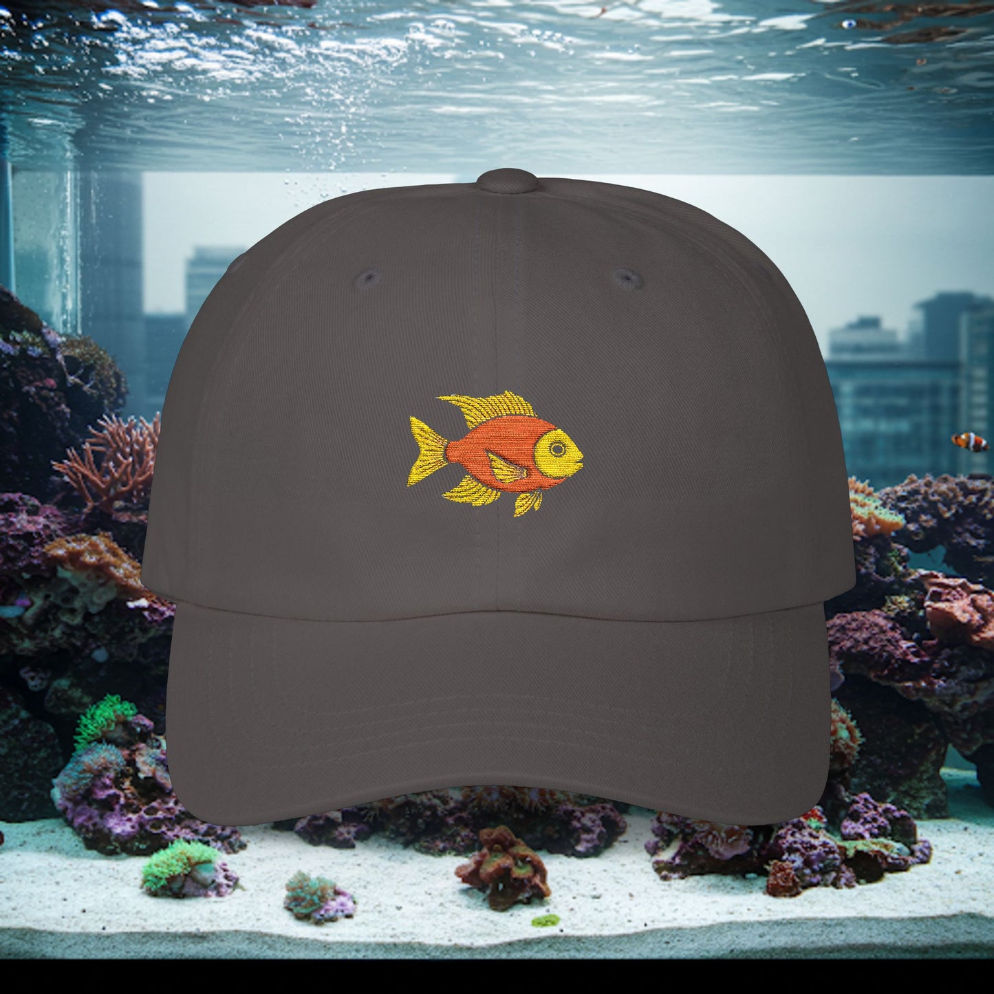 Embroidered Classic Dad Cap - Gold Fish