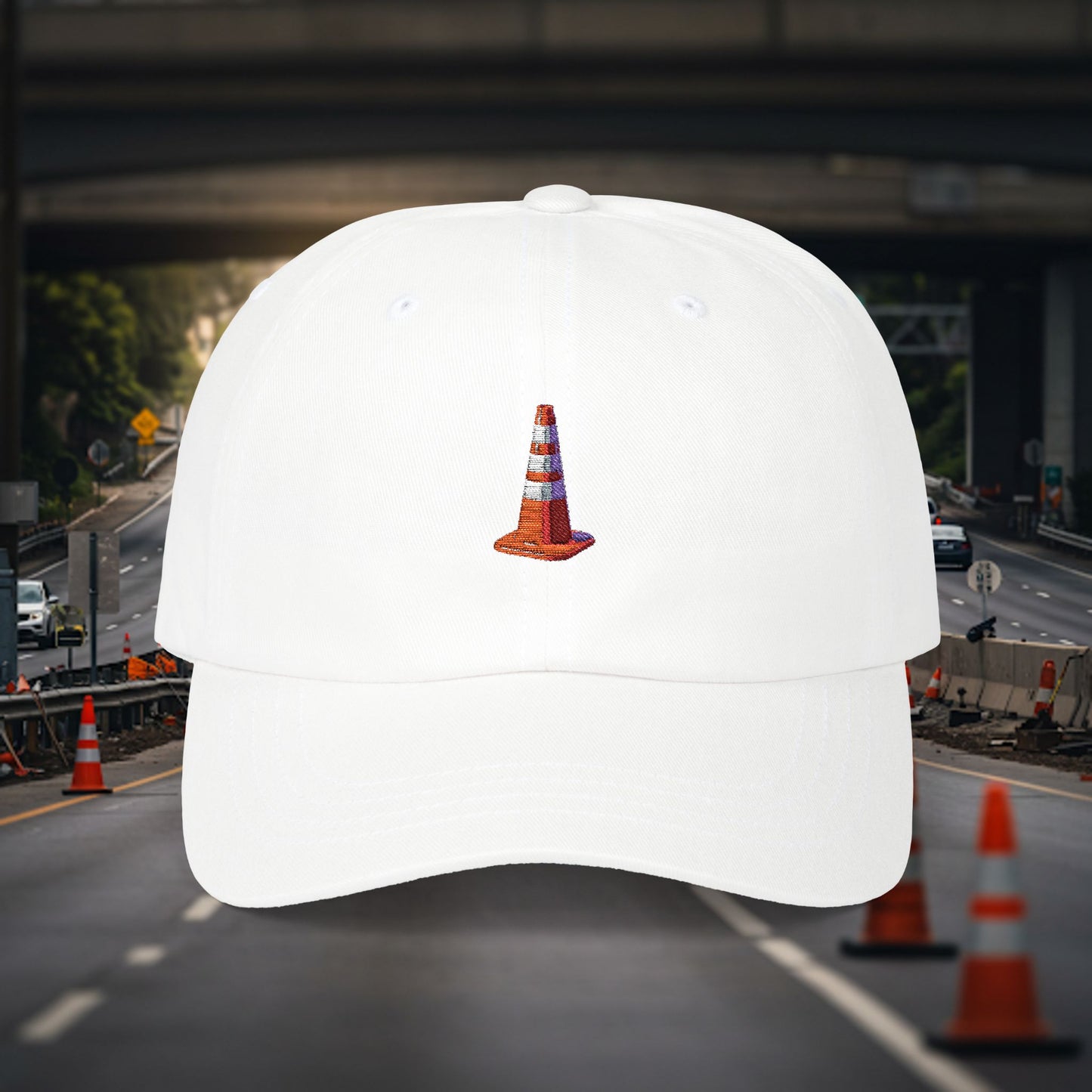 Embroidered Classic Dad Cap - Traffic Cone