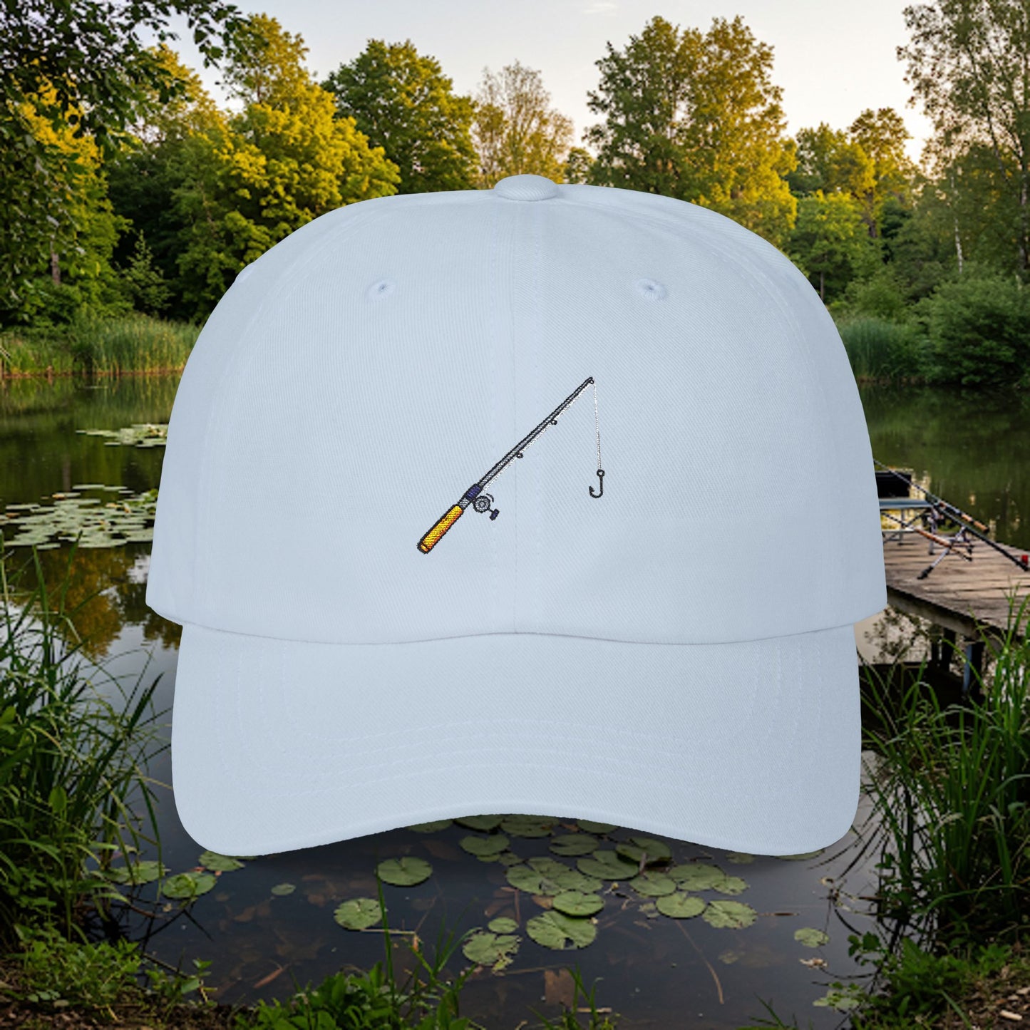 Embroidered Classic Dad Cap - Fishing Pole