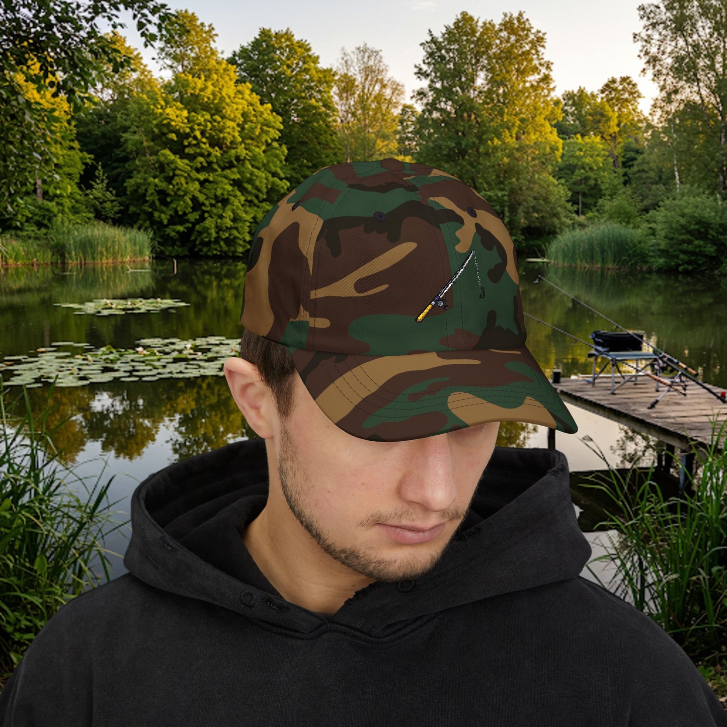 Embroidered Classic Dad Cap - Fishing Pole