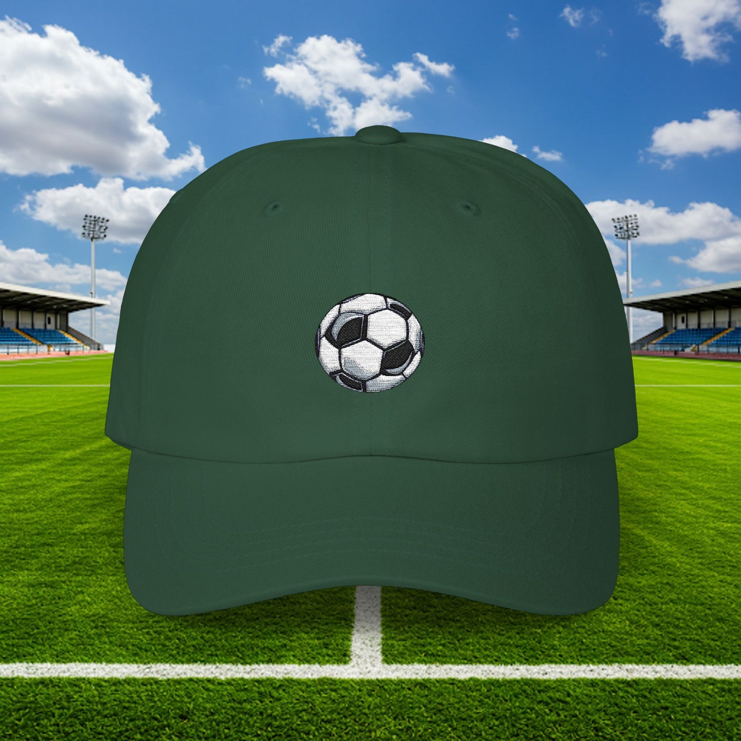 Embroidered Classic Dad Cap - Soccer Ball