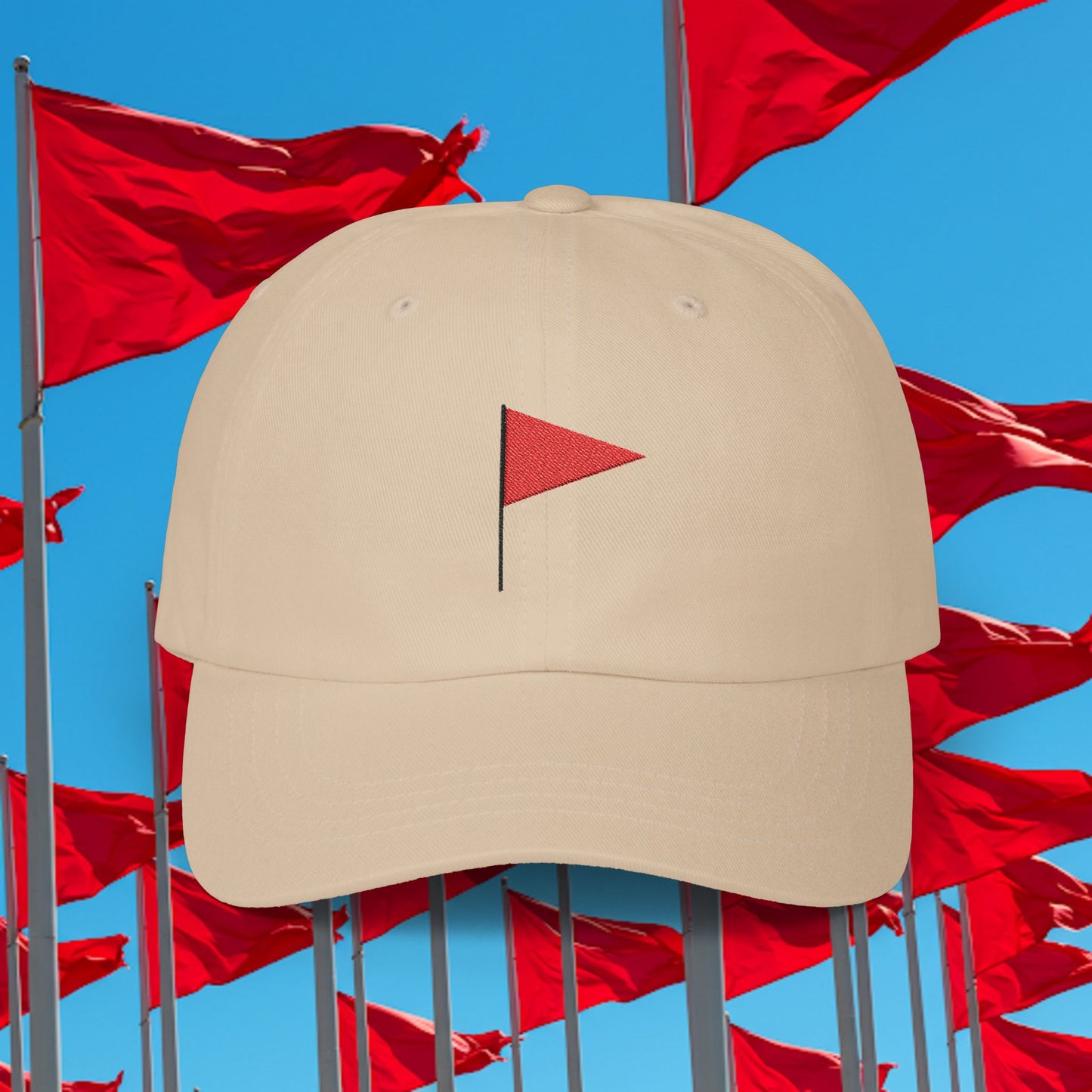 Embroidered Classic Dad Cap - Red Flag