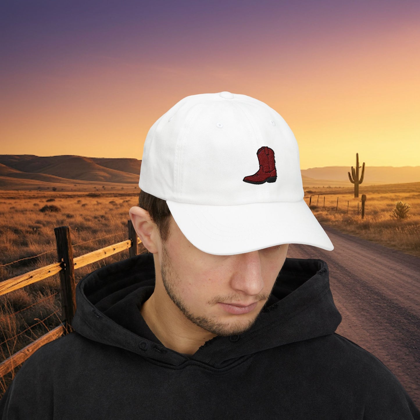 Embroidered Classic Dad Cap - Cowboy Boot