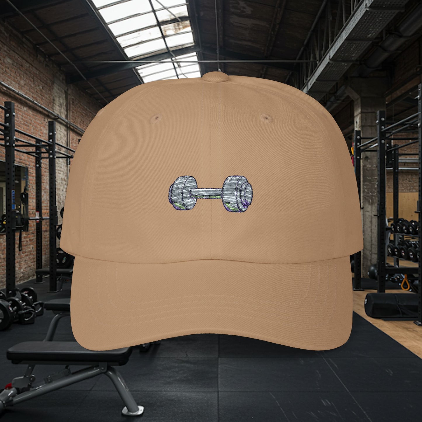 Embroidered Classic Dad Cap - Dumbbell