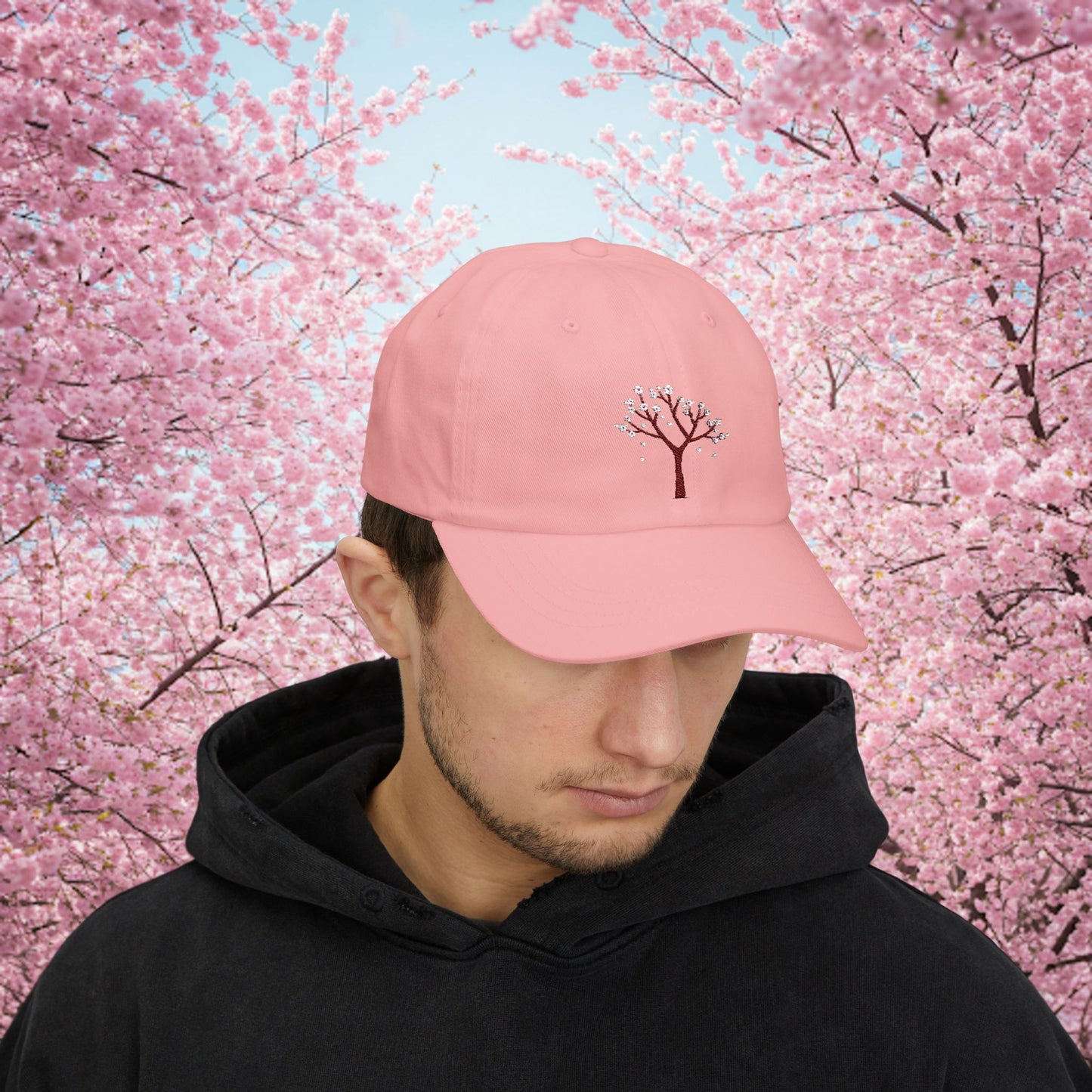 Embroidered Classic Dad Cap - Cherry Blossom