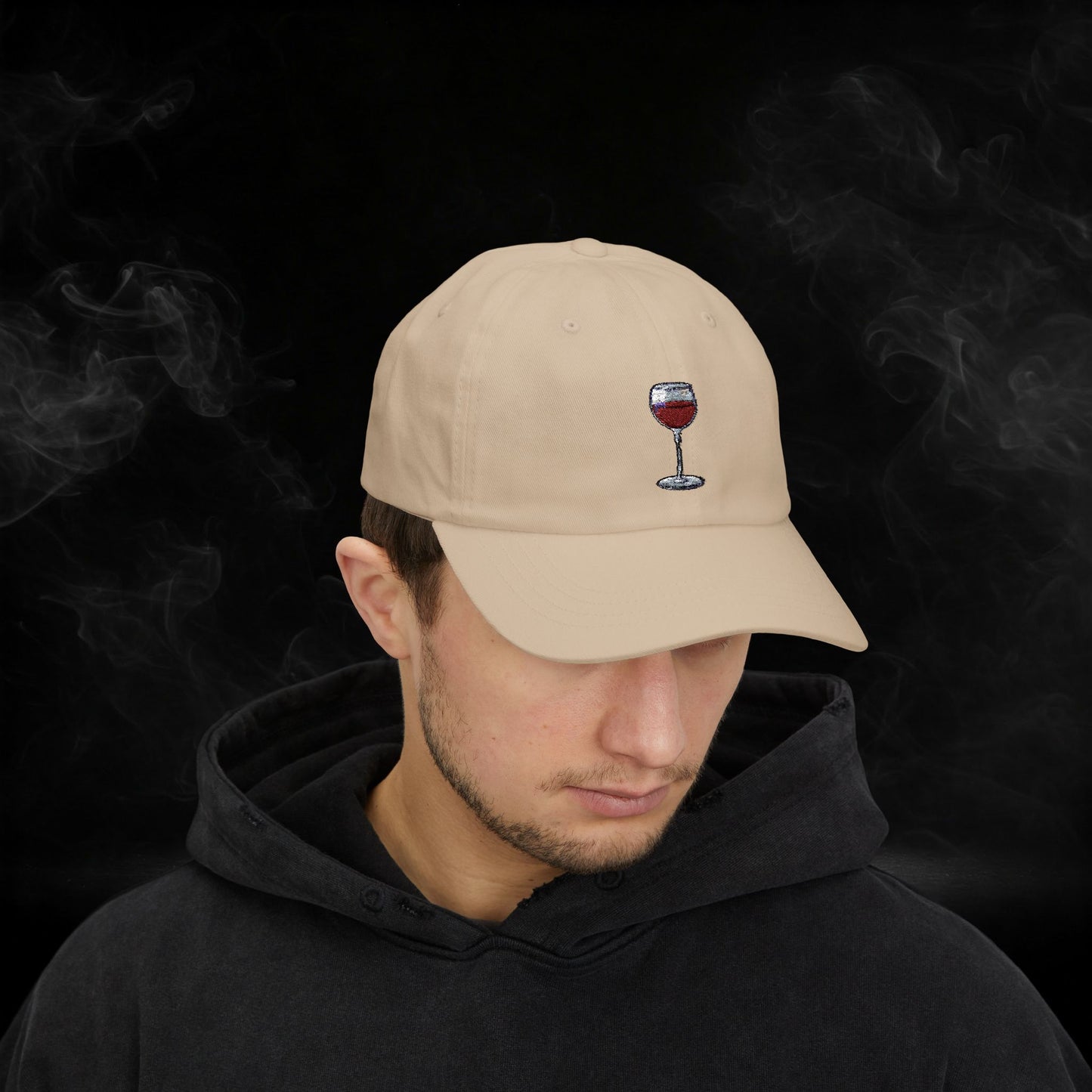 Embroidered Classic Dad Cap - Wine Glass
