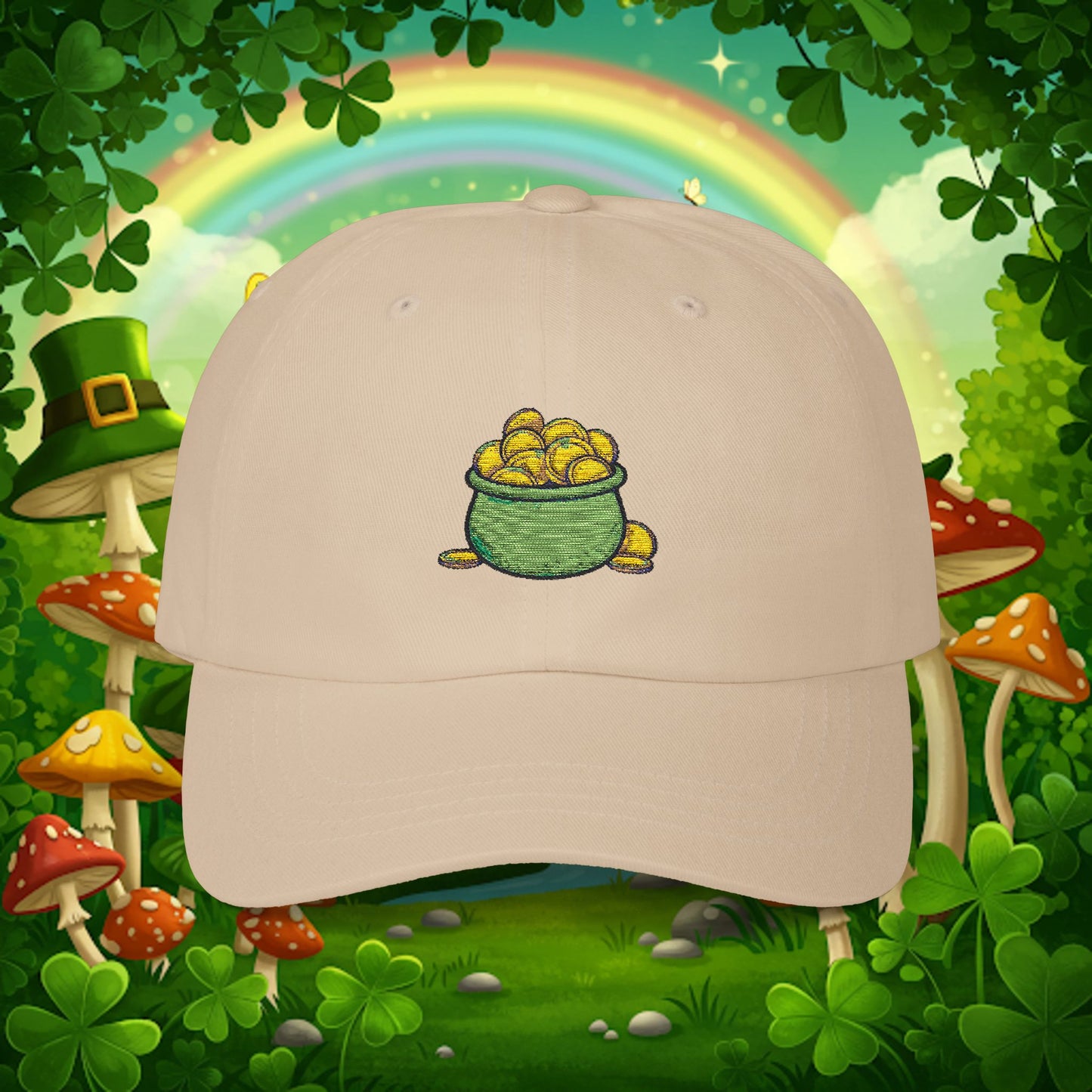 Embroidered Classic Dad Cap - Pot Of Gold