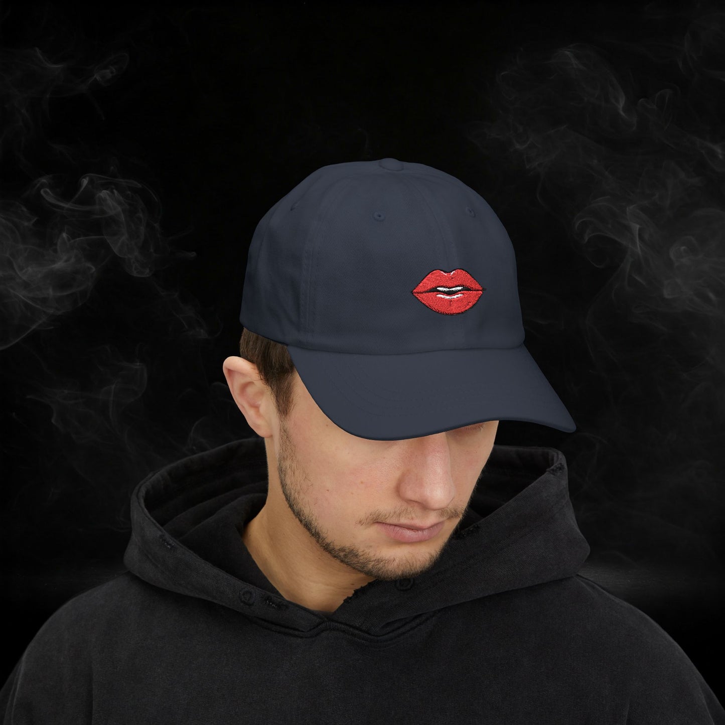 Embroidered Classic Dad Cap - Red Lips