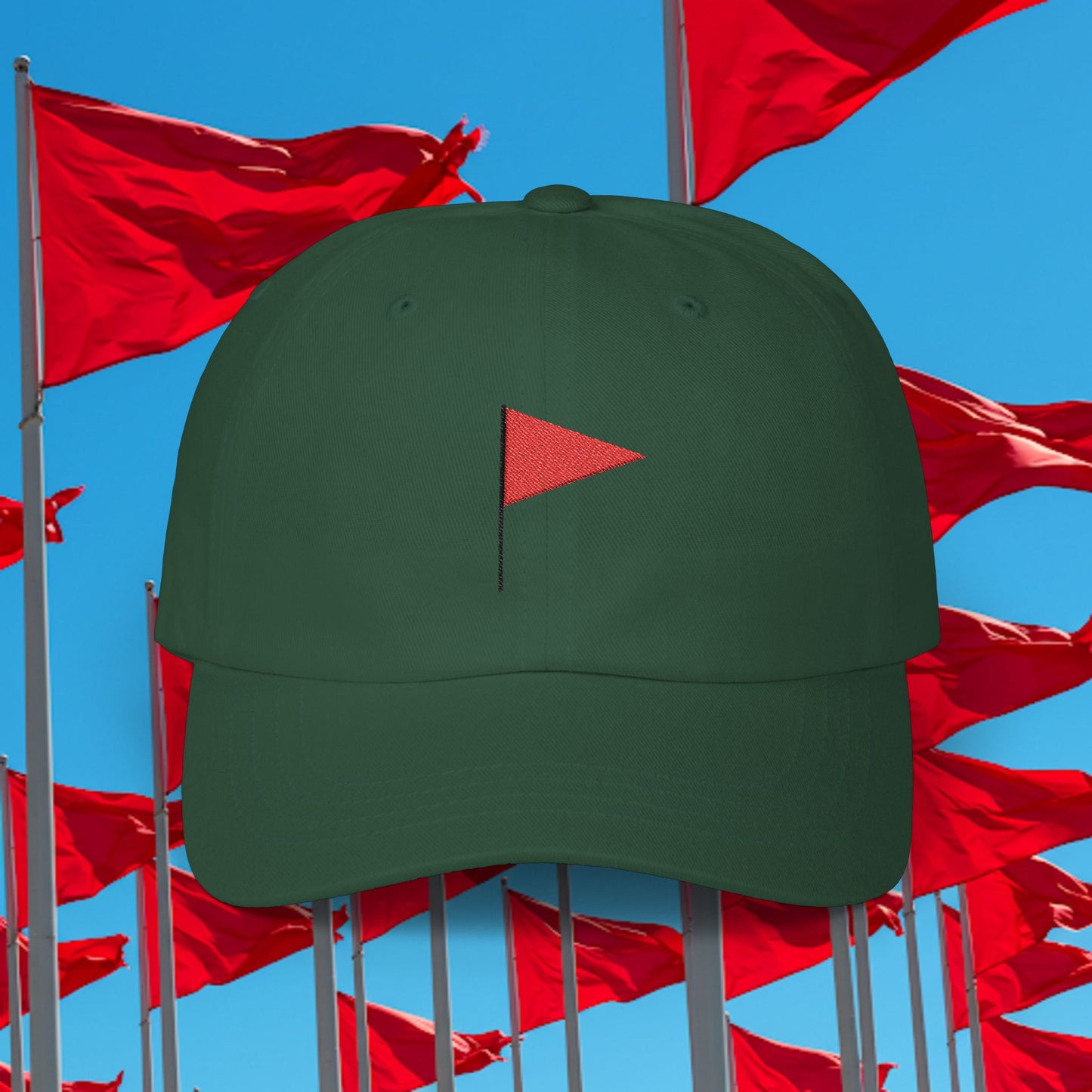 Embroidered Classic Dad Cap - Red Flag