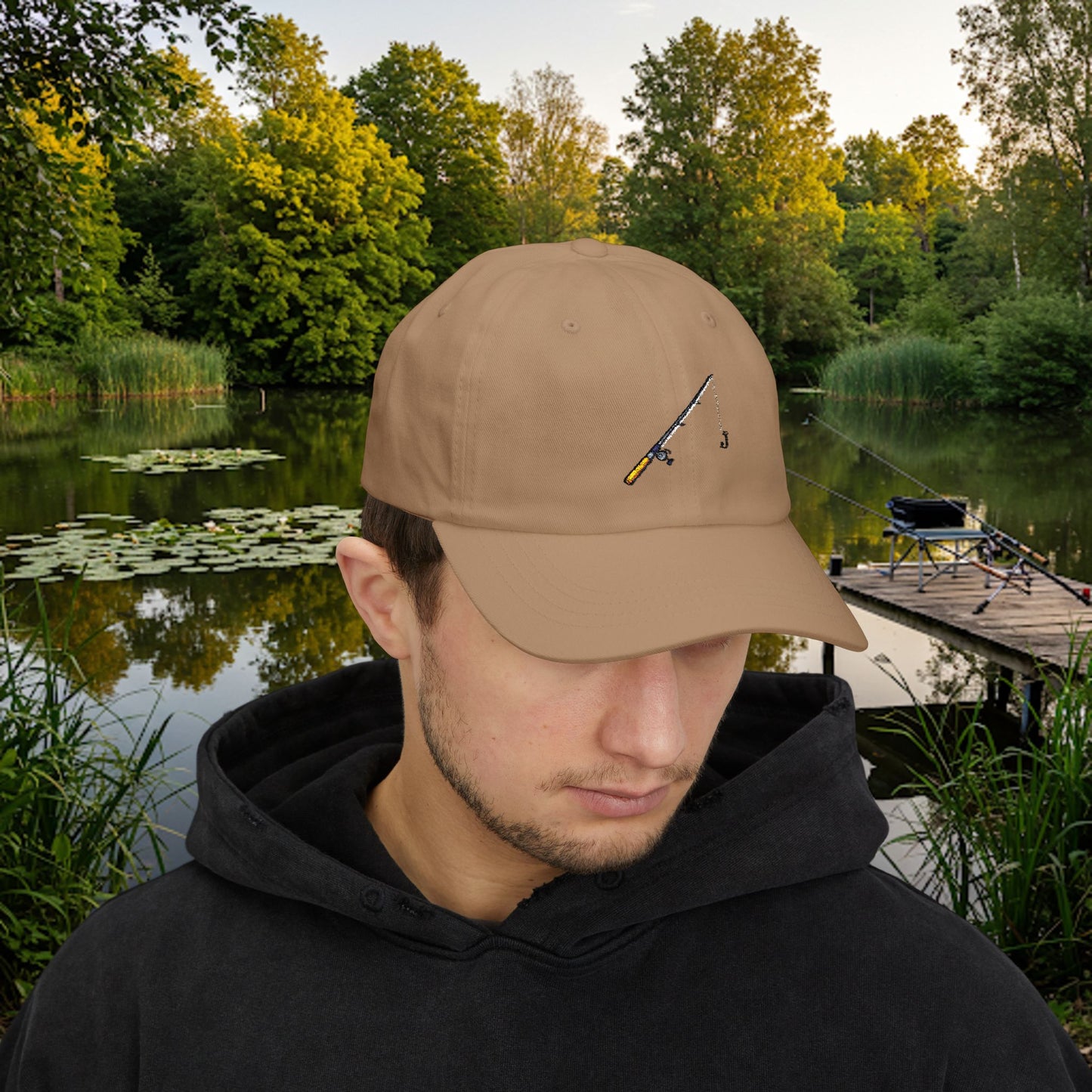 Embroidered Classic Dad Cap - Fishing Pole
