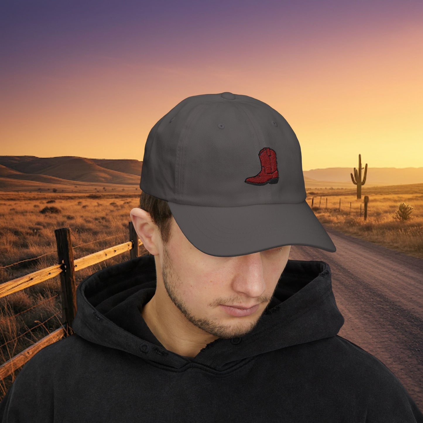 Embroidered Classic Dad Cap - Cowboy Boot