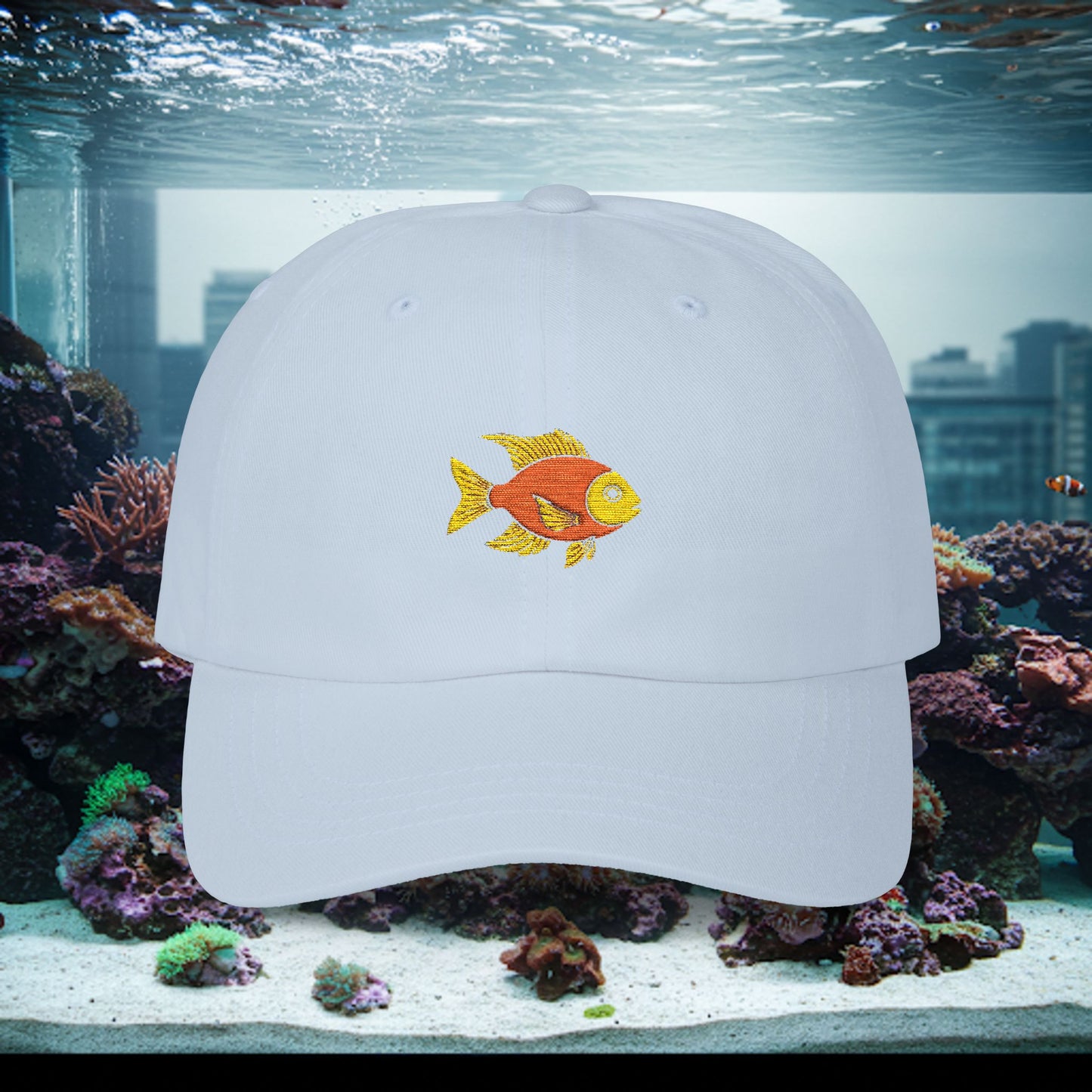 Embroidered Classic Dad Cap - Gold Fish
