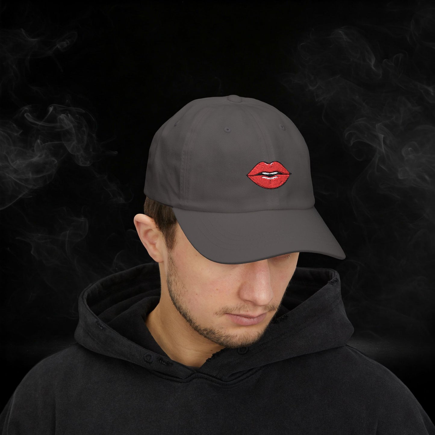 Embroidered Classic Dad Cap - Red Lips