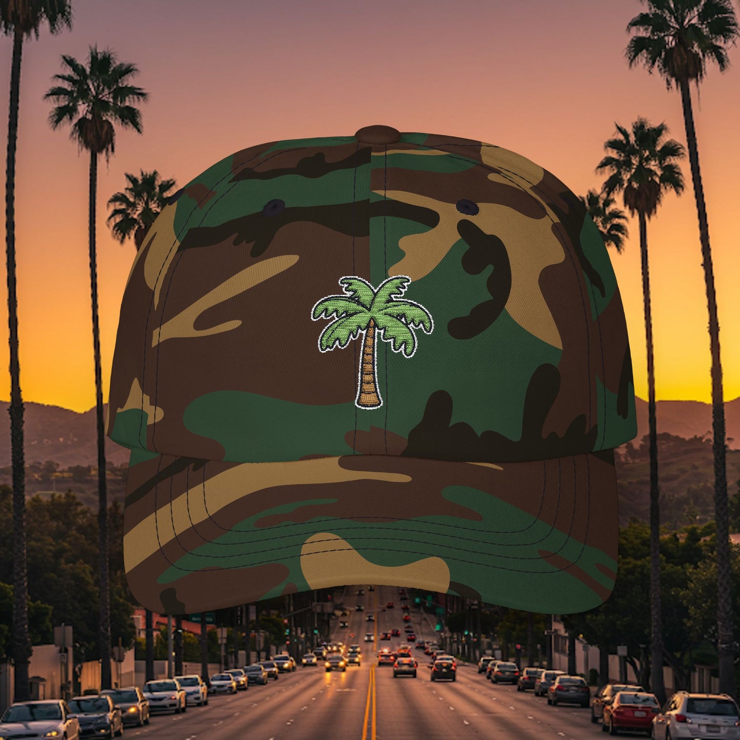 Embroidered Classic Dad Cap - Palm Tree