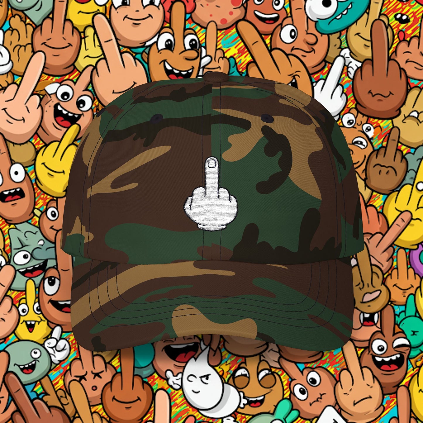Embroidered Classic Dad Cap - Middle Finger