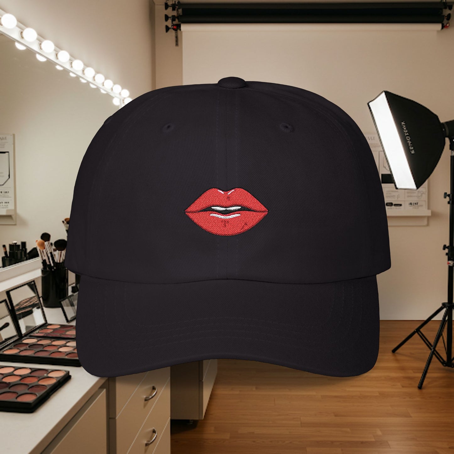 Embroidered Classic Dad Cap - Red Lips