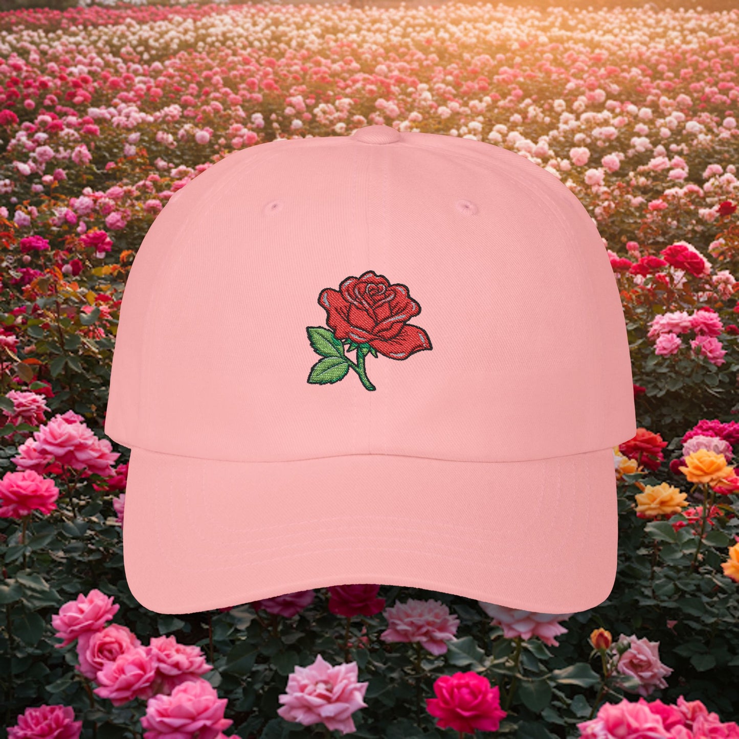 Embroidered Classic Dad Cap - Rose