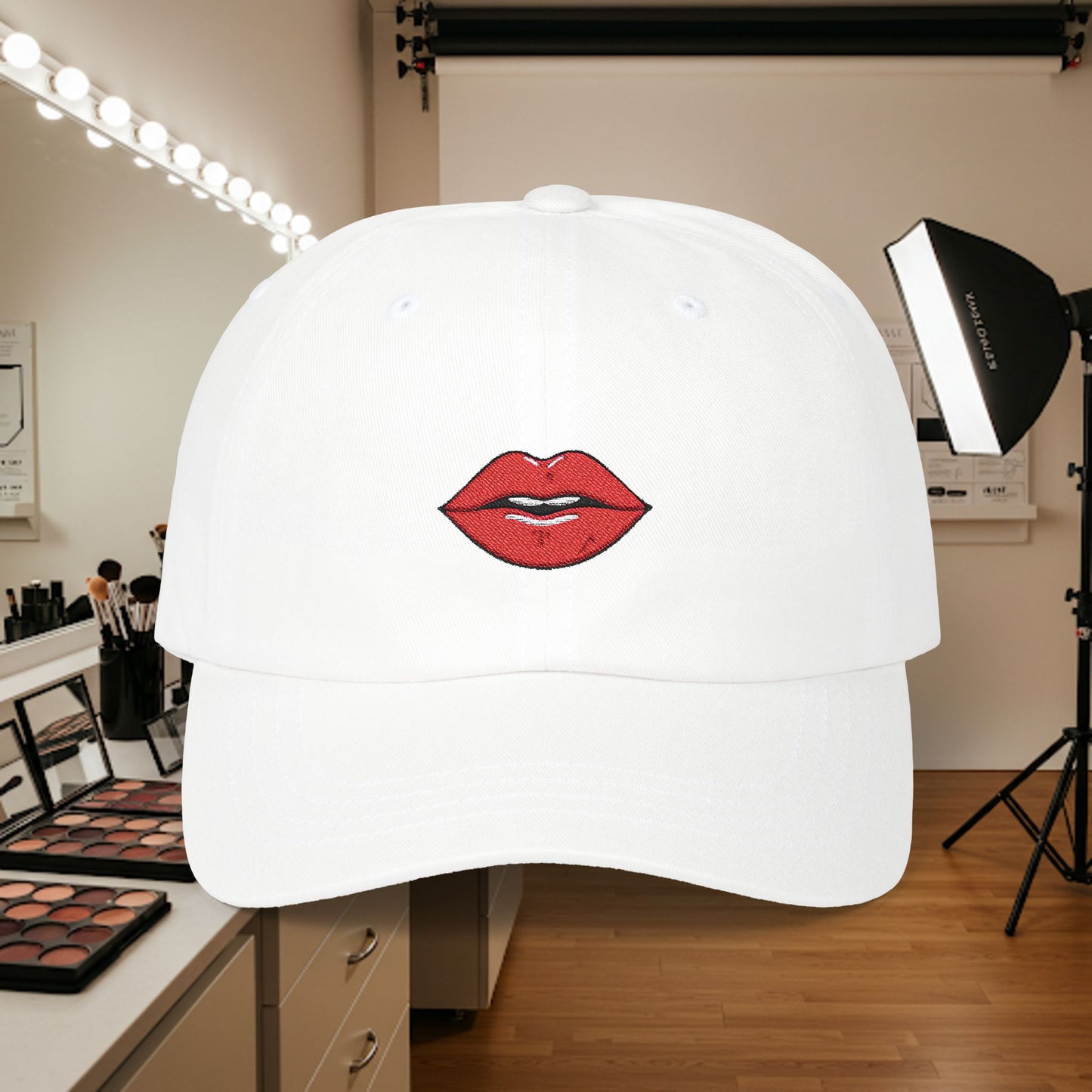 Embroidered Classic Dad Cap - Red Lips
