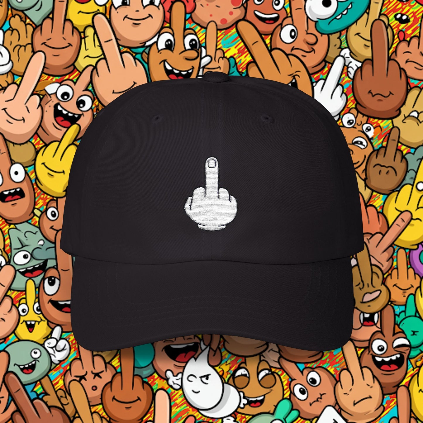 Embroidered Classic Dad Cap - Middle Finger