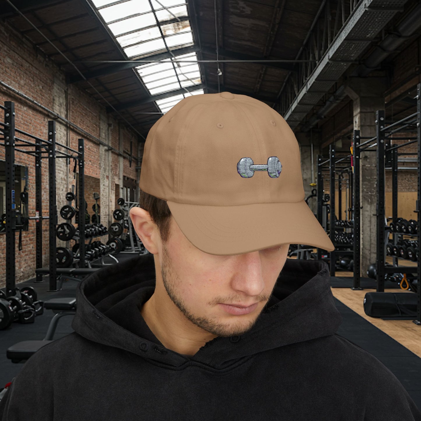 Embroidered Classic Dad Cap - Dumbbell