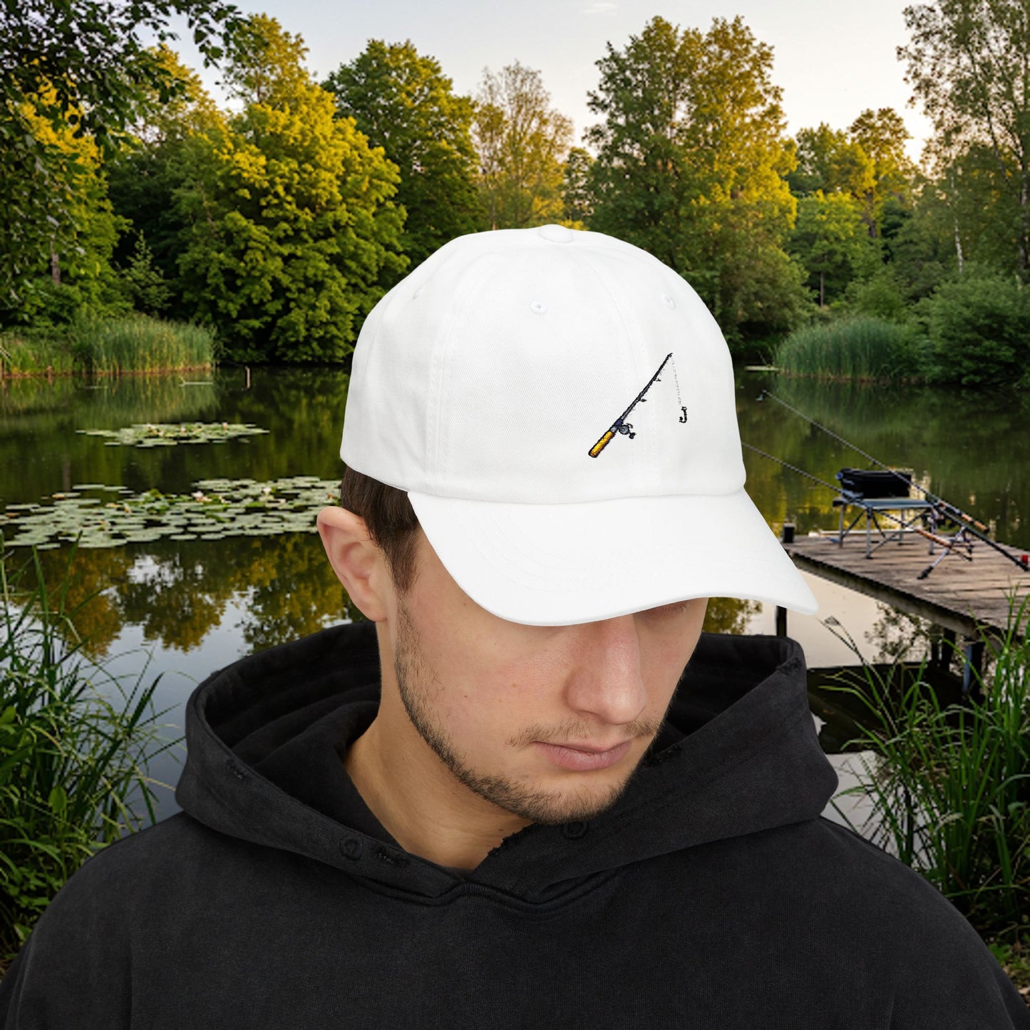 Embroidered Classic Dad Cap - Fishing Pole