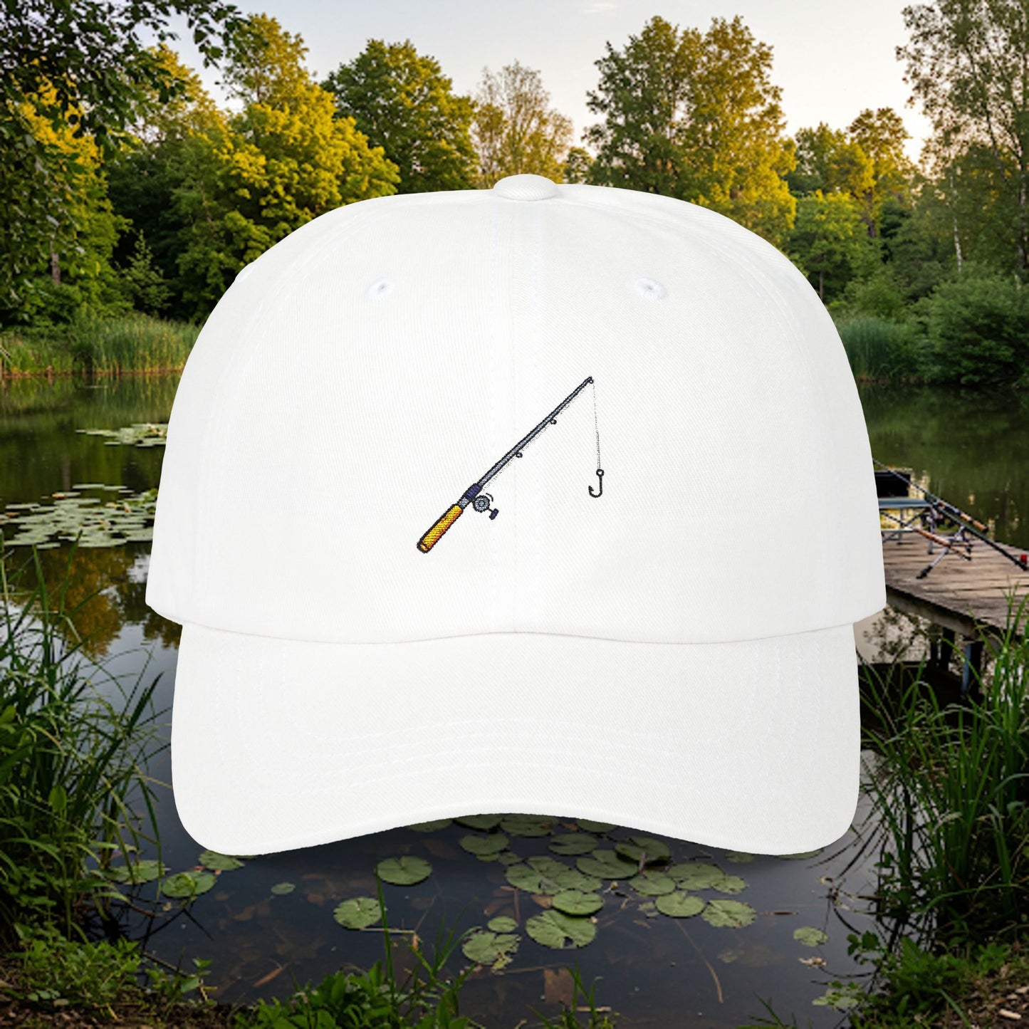 Embroidered Classic Dad Cap - Fishing Pole