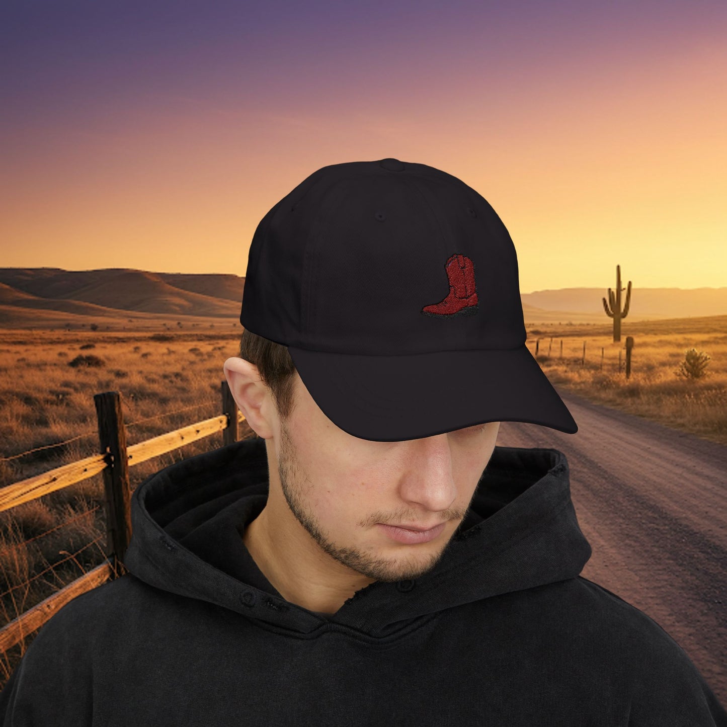 Embroidered Classic Dad Cap - Cowboy Boot