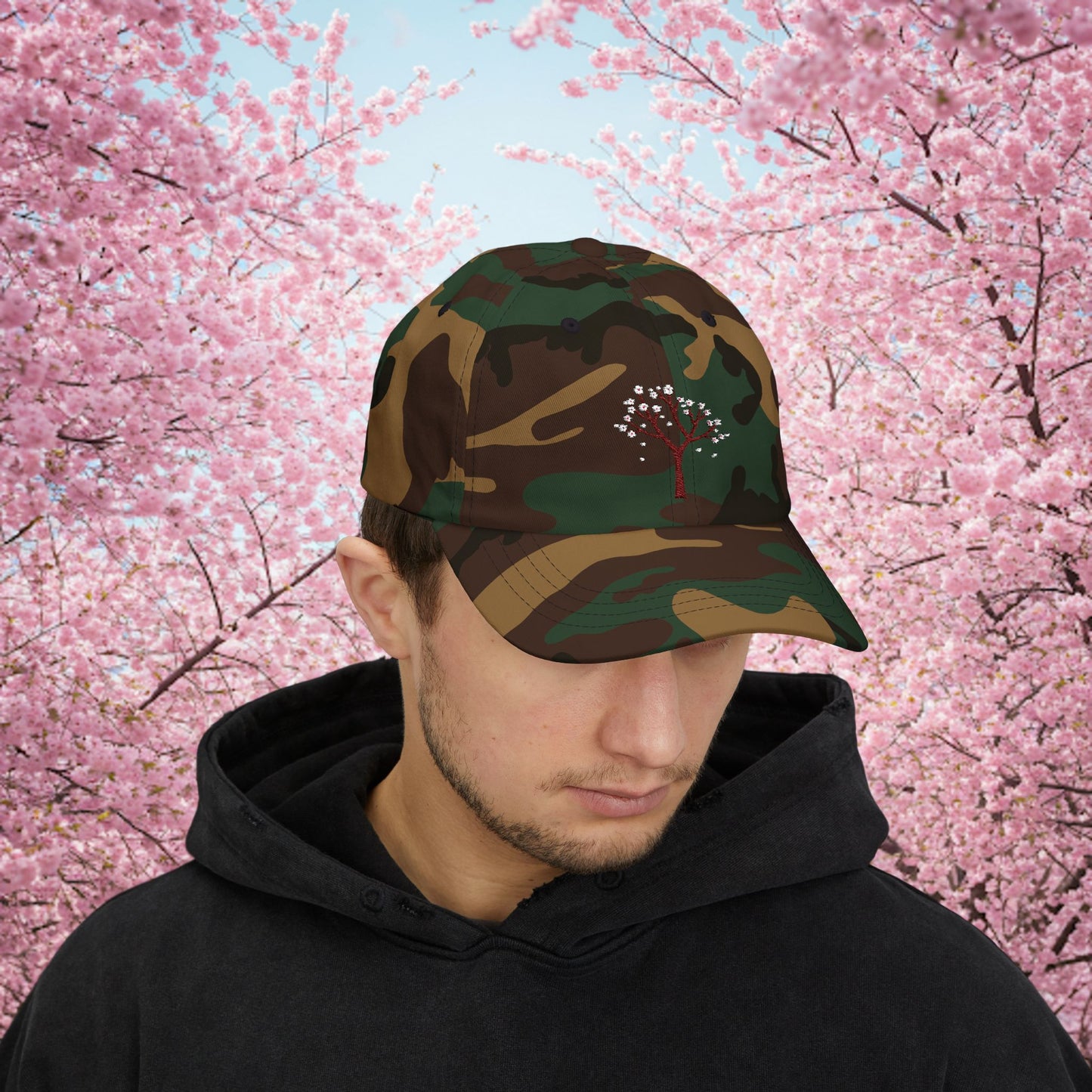 Embroidered Classic Dad Cap - Cherry Blossom