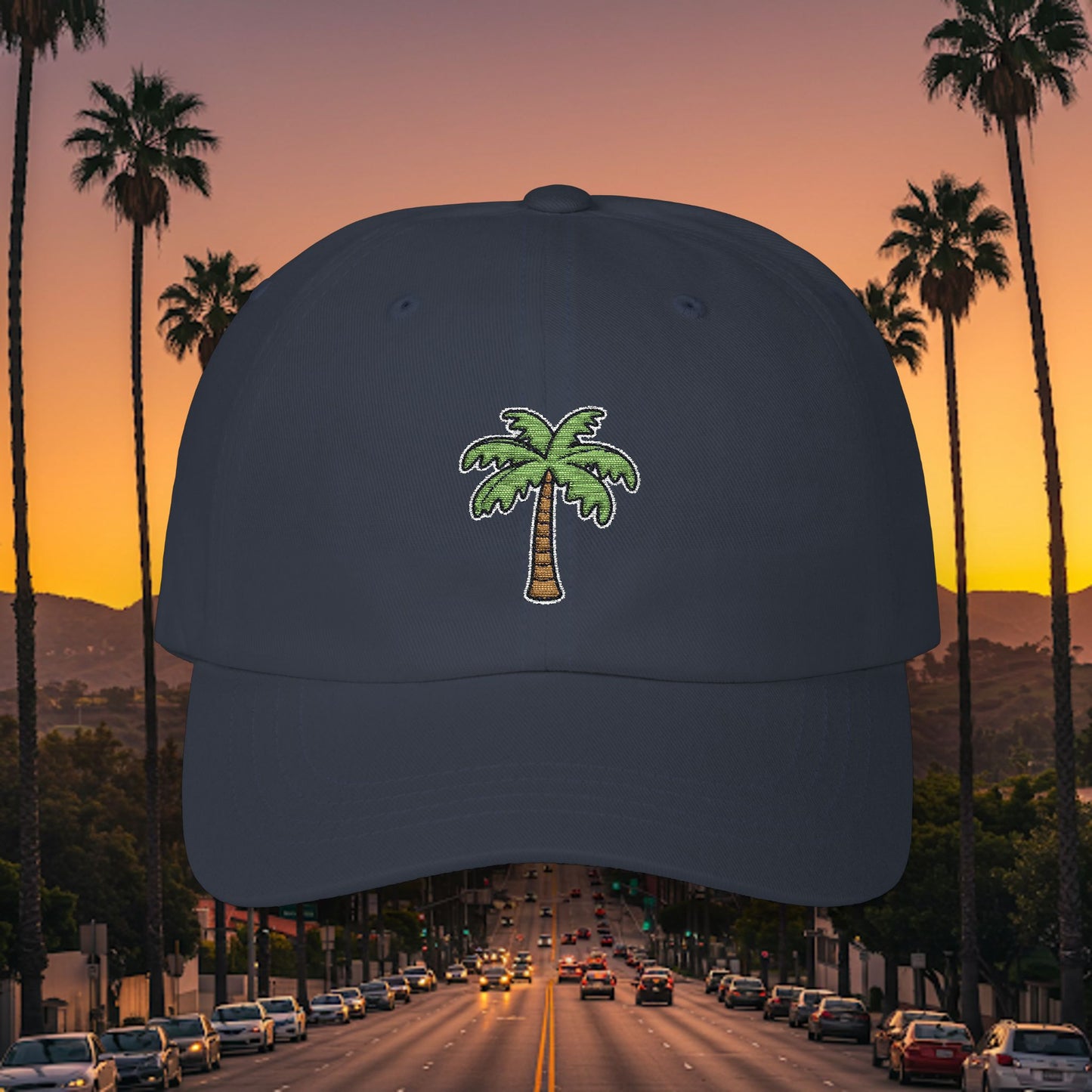 Embroidered Classic Dad Cap - Palm Tree