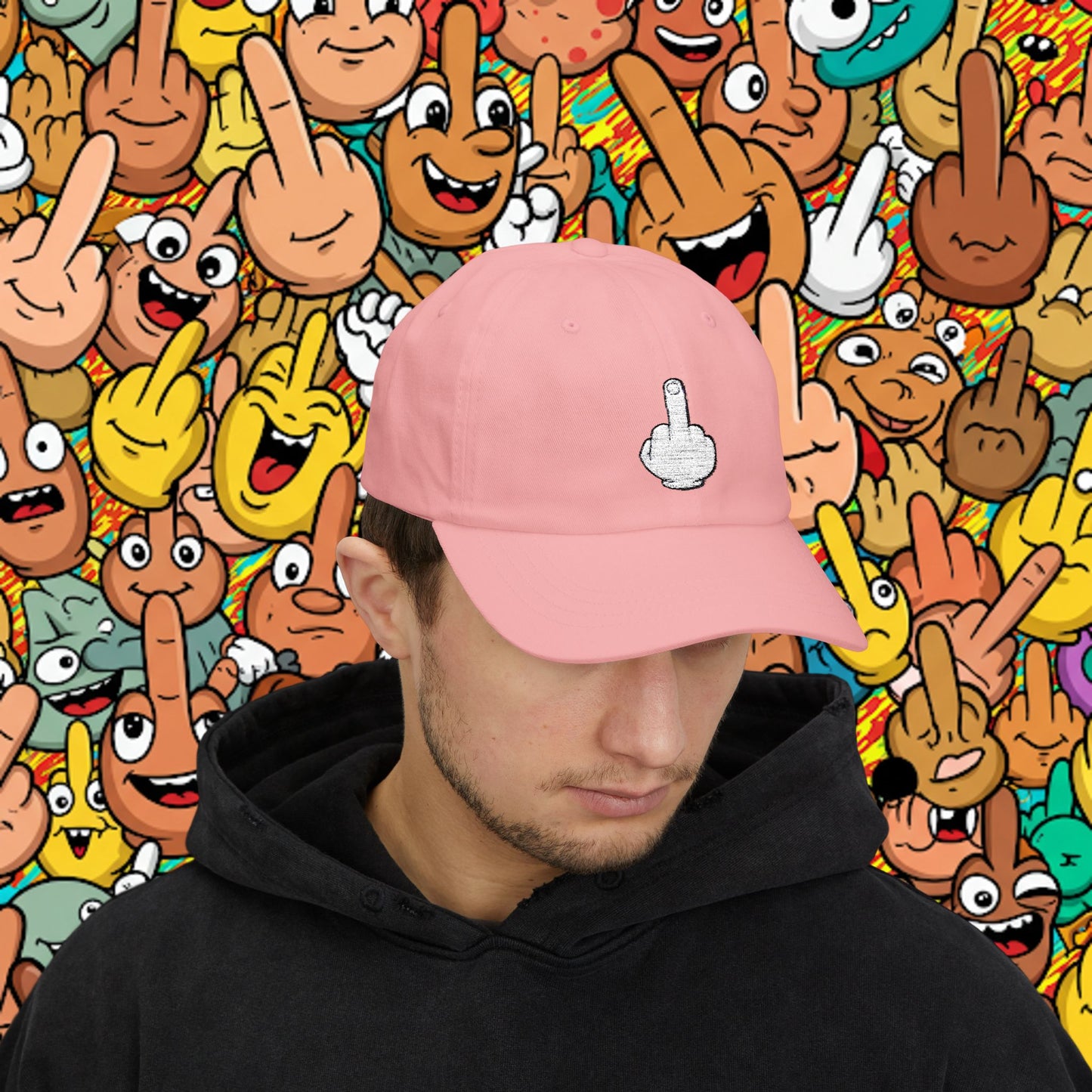 Embroidered Classic Dad Cap - Middle Finger