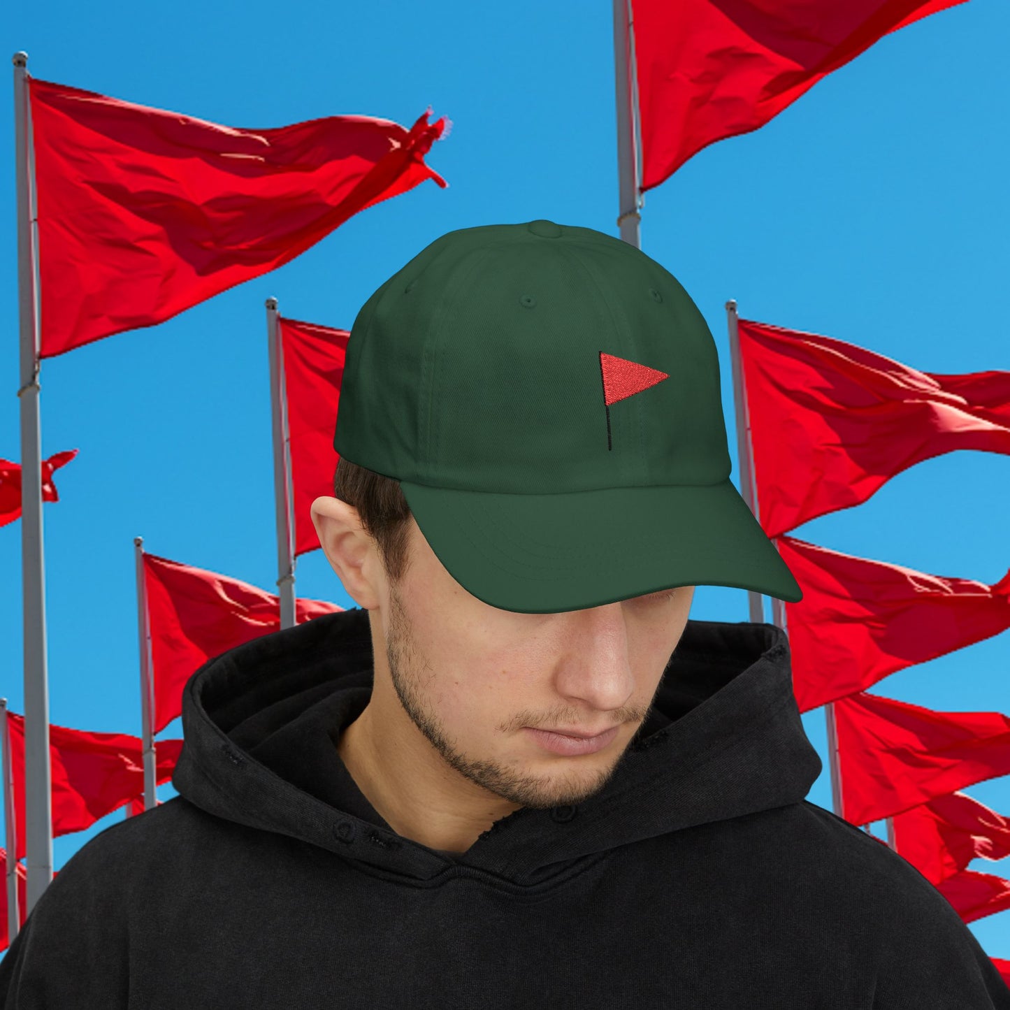 Embroidered Classic Dad Cap - Red Flag