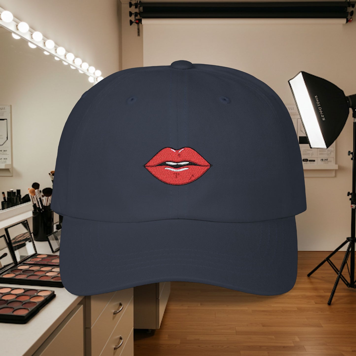 Embroidered Classic Dad Cap - Red Lips
